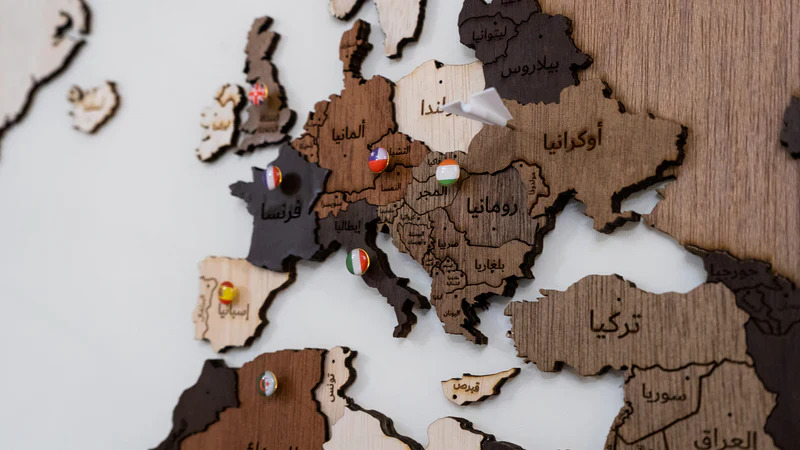 3D Multicolor Arabic Wooden World Map - Image 3