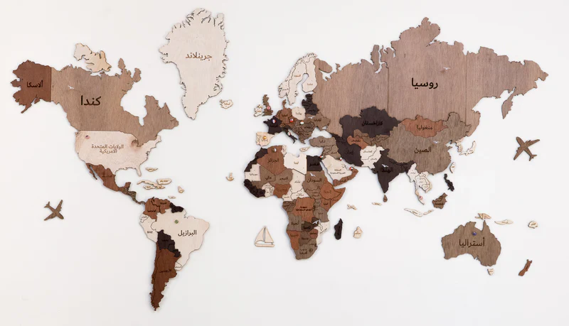 3D Multicolor Arabic Wooden World Map - Image 4