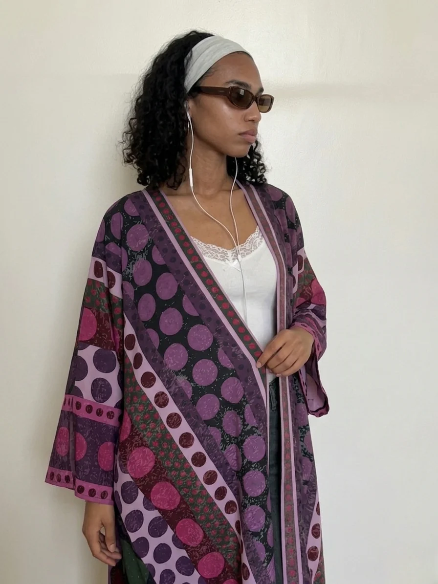 "A Polka Thought" Abaya | Purple - Image 3