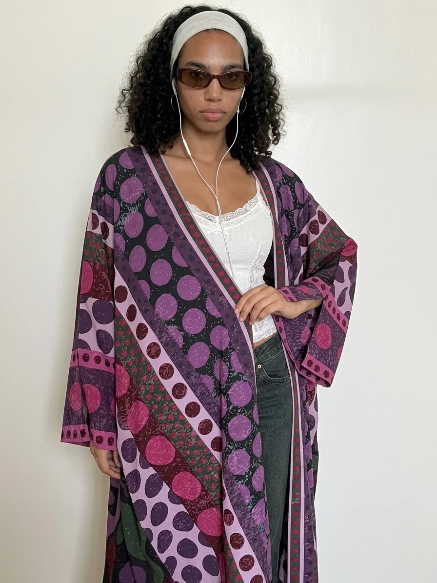 "A Polka Thought" Abaya | Purple - Image 4