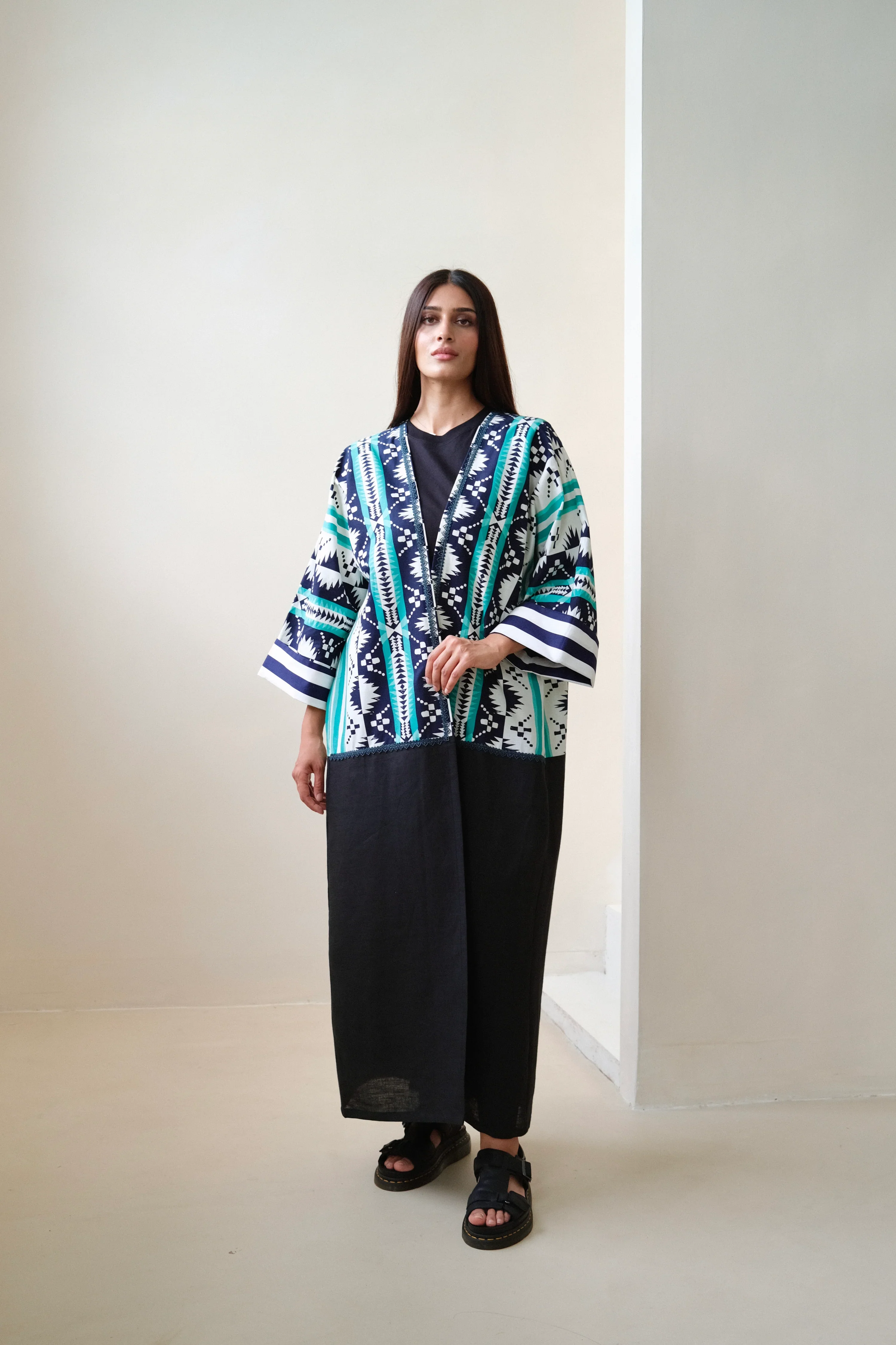 Aqua & Navy Rebloom Abaya 21