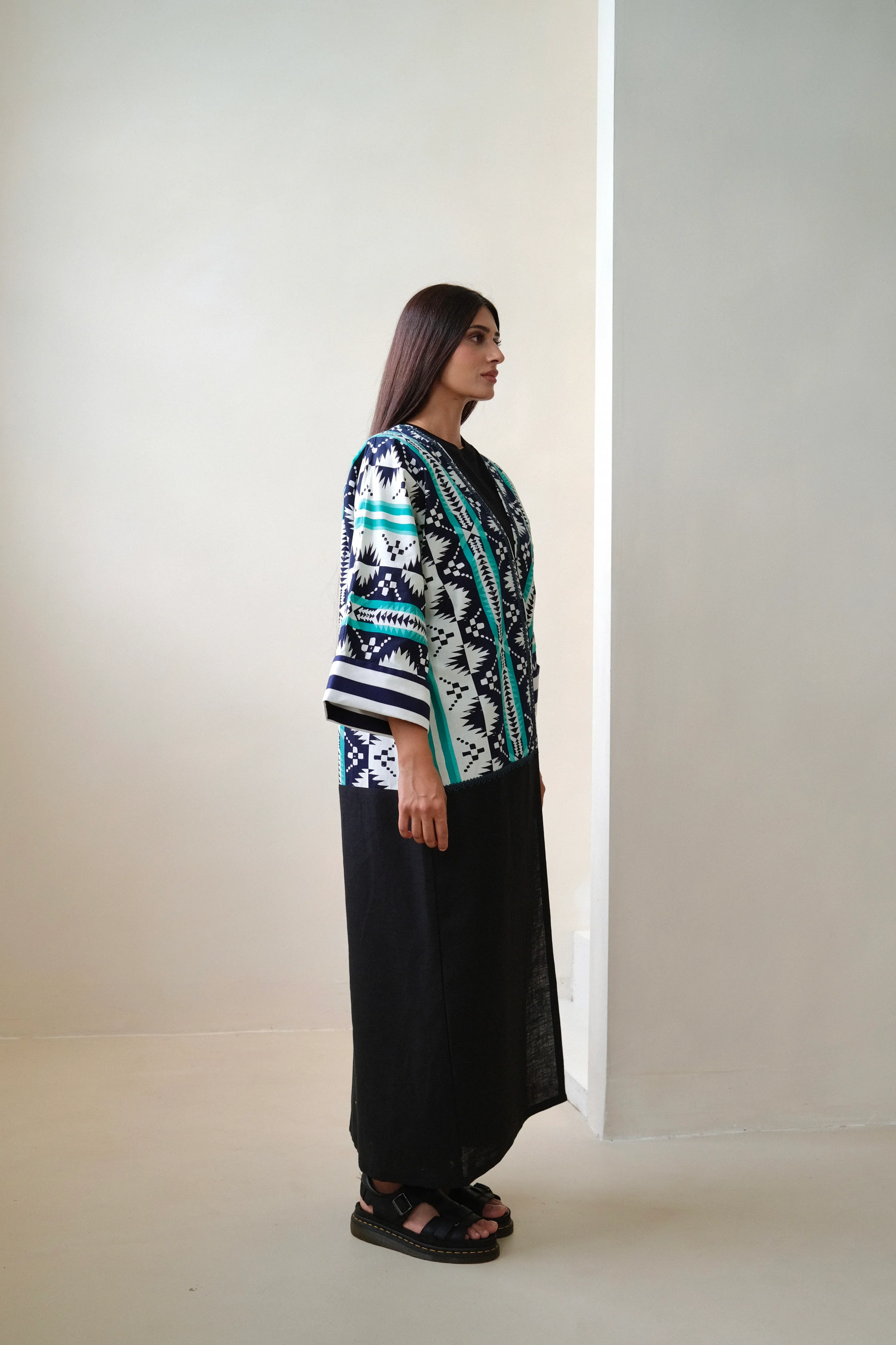 Aqua & Navy Rebloom Abaya 21 - Image 2