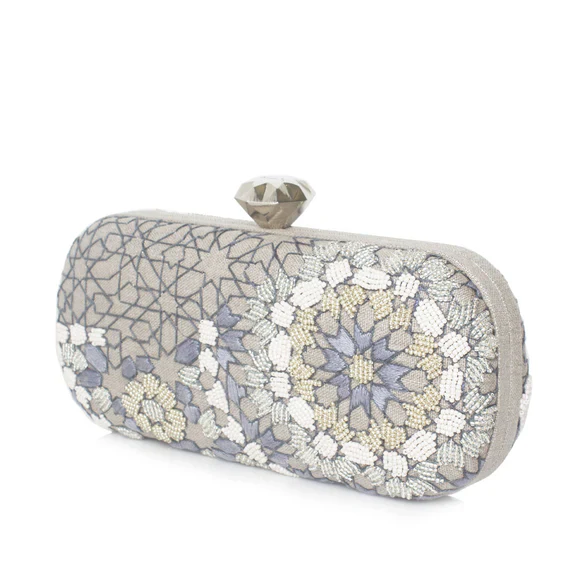 Arabesque Silver Big Box Clutch - Image 3