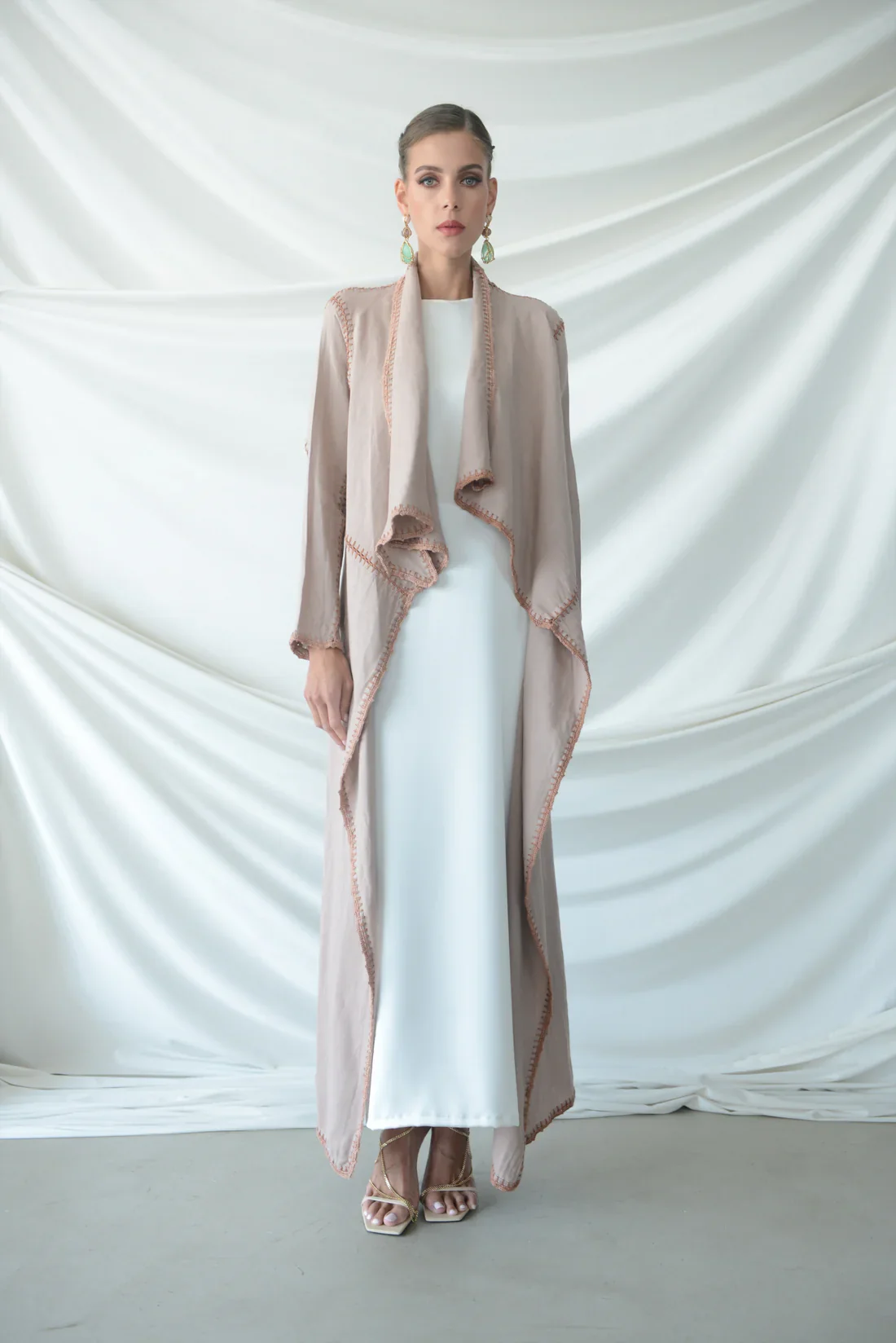 Basma Blush Linen Abaya
