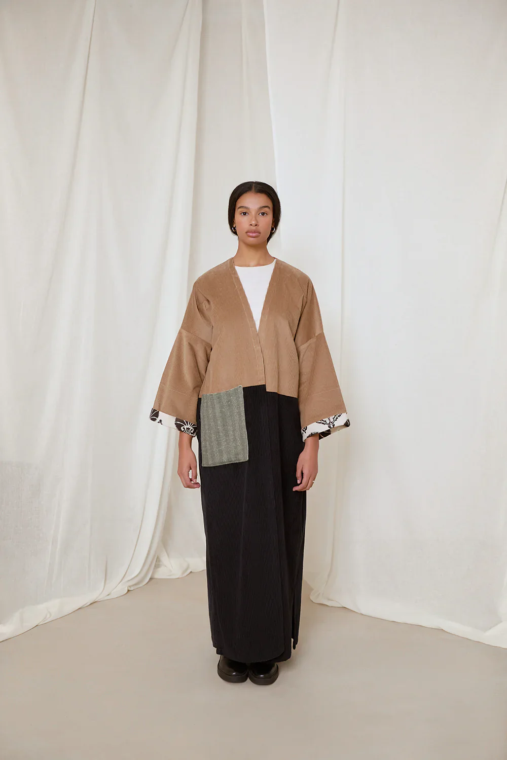 Beige & Black Serey Abaya