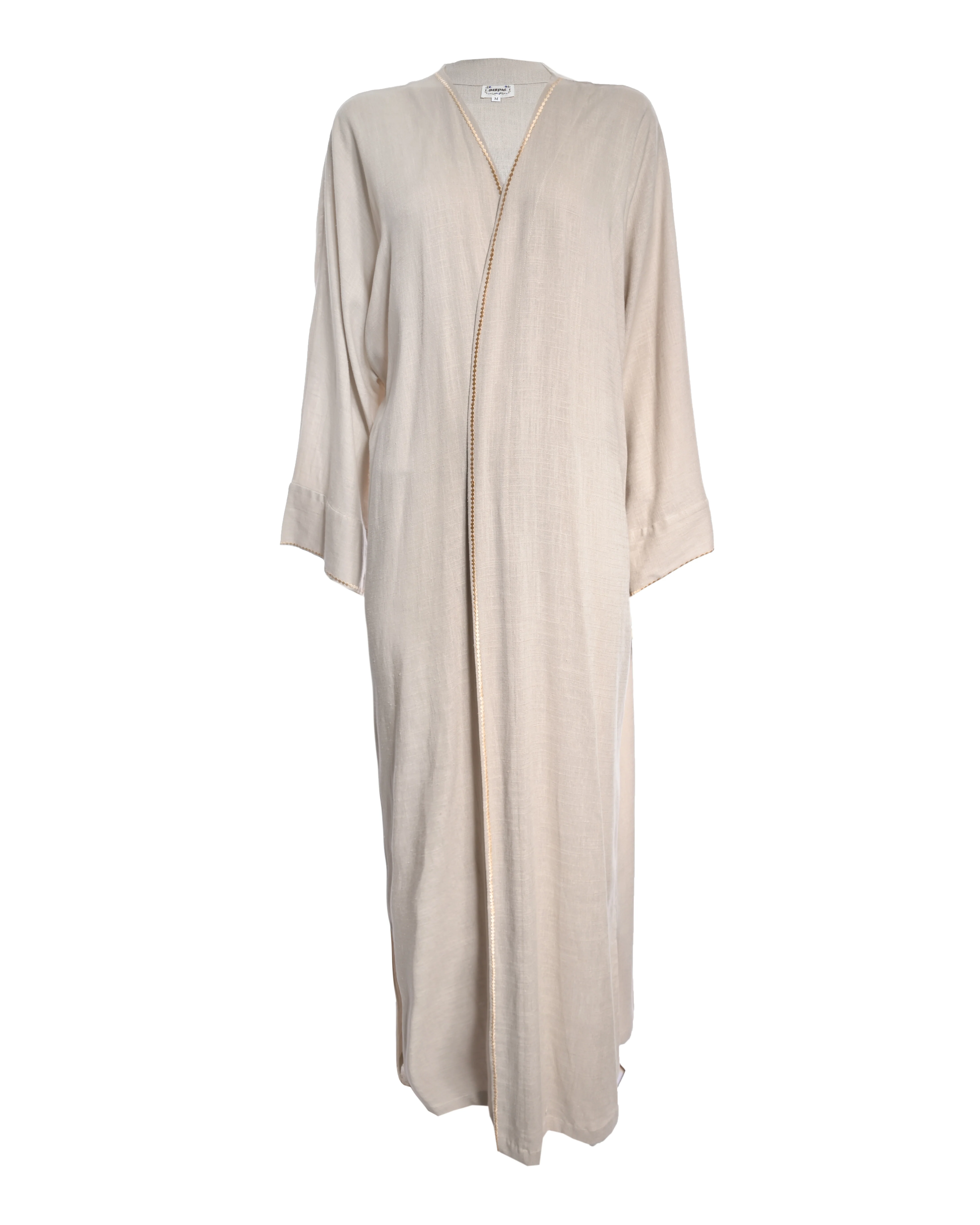 Beige Katan Embroidered Abaya
