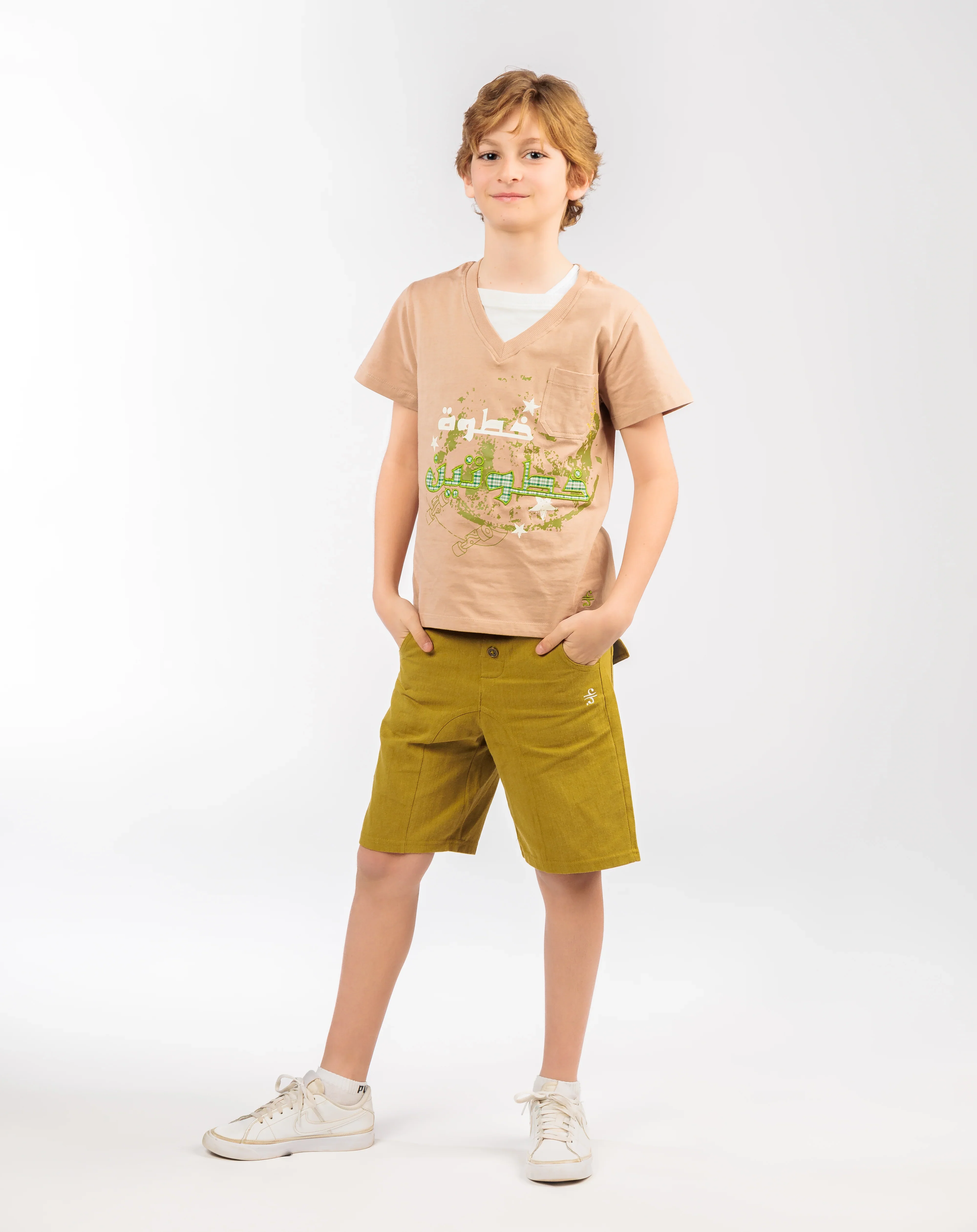 Big Boy Green Shorts with Side Embroidery - Image 2