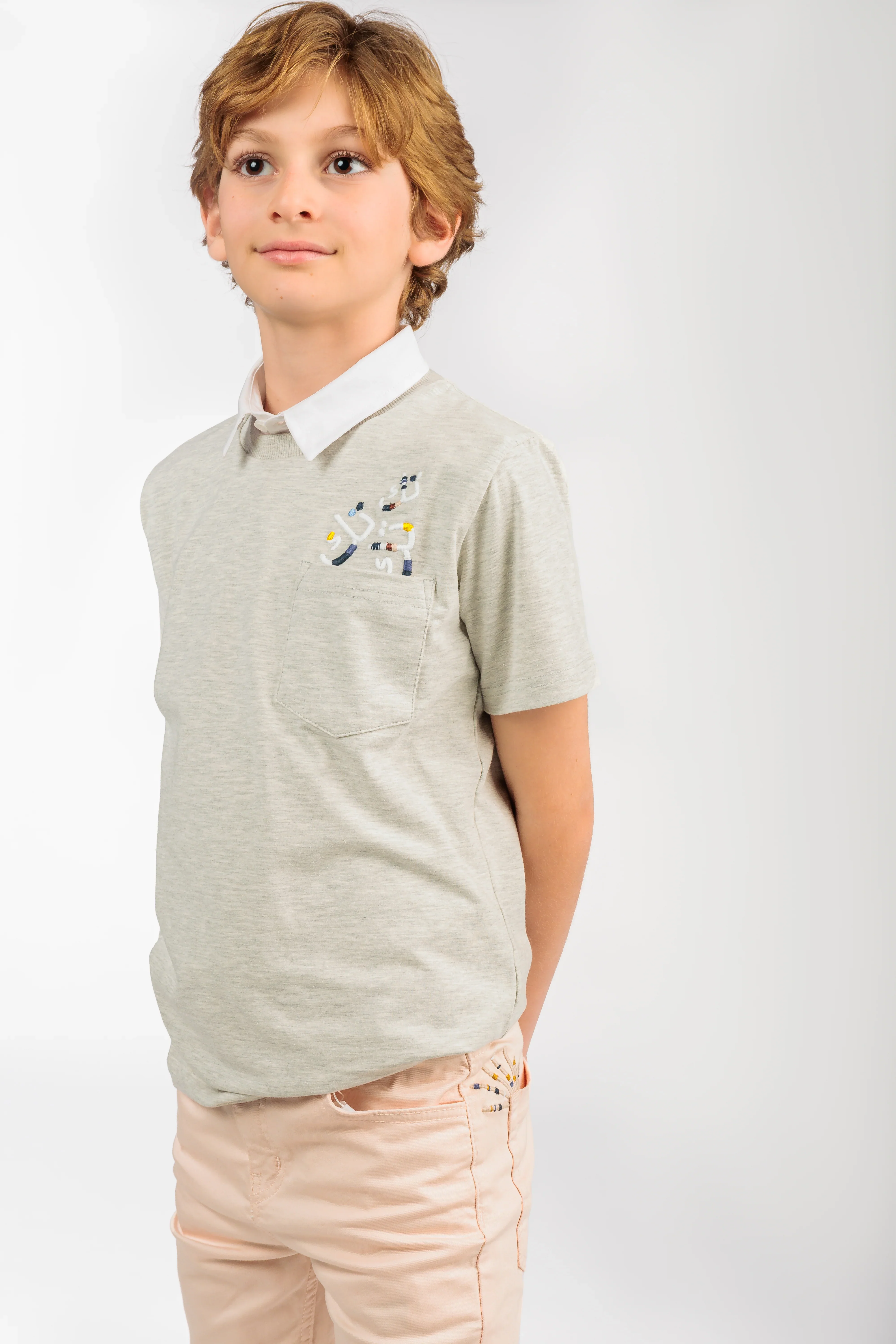 Big Boy Light Grey Polo Shirt - Image 3