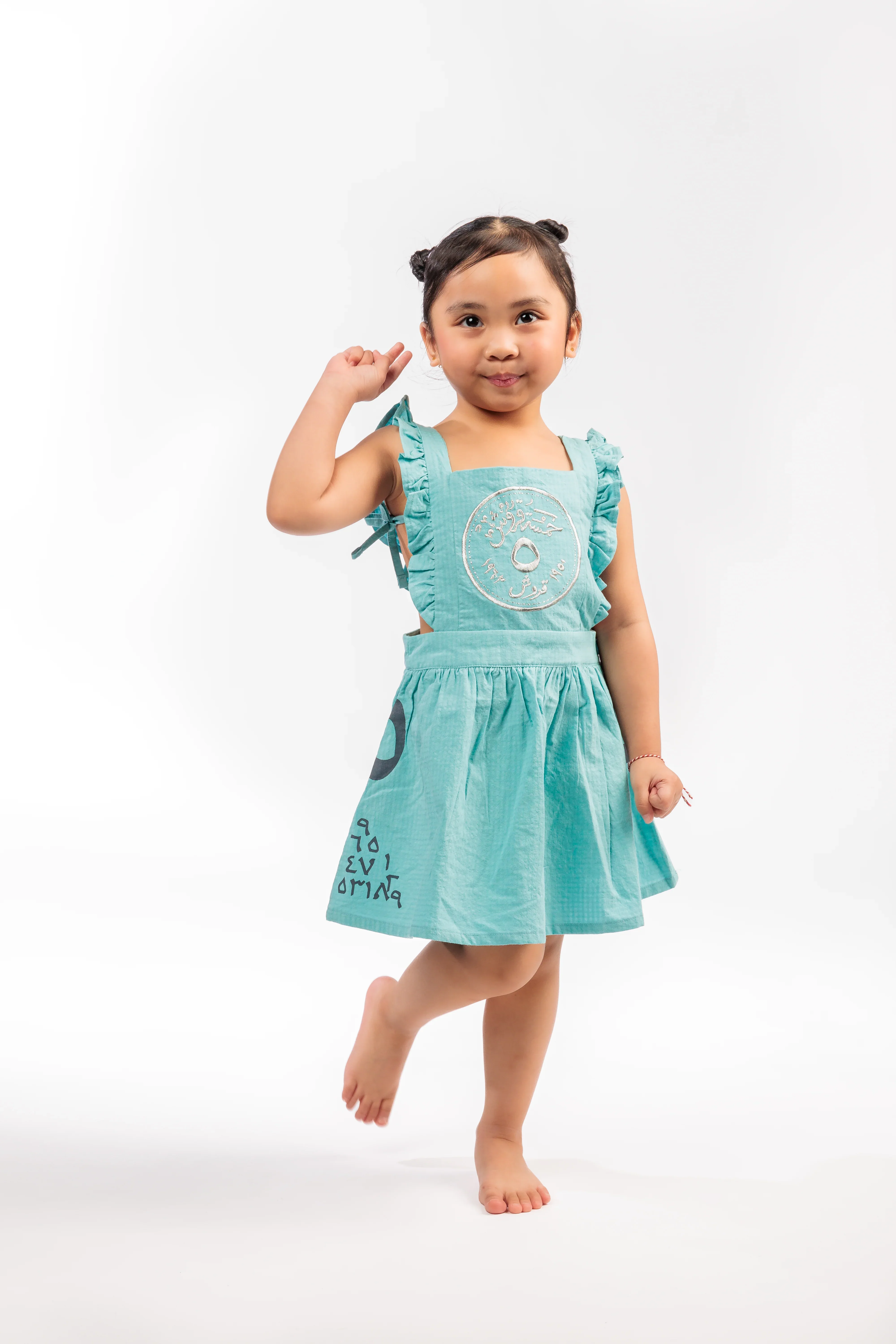 Big Girl Turquoise 5 Coins Dress - Image 3