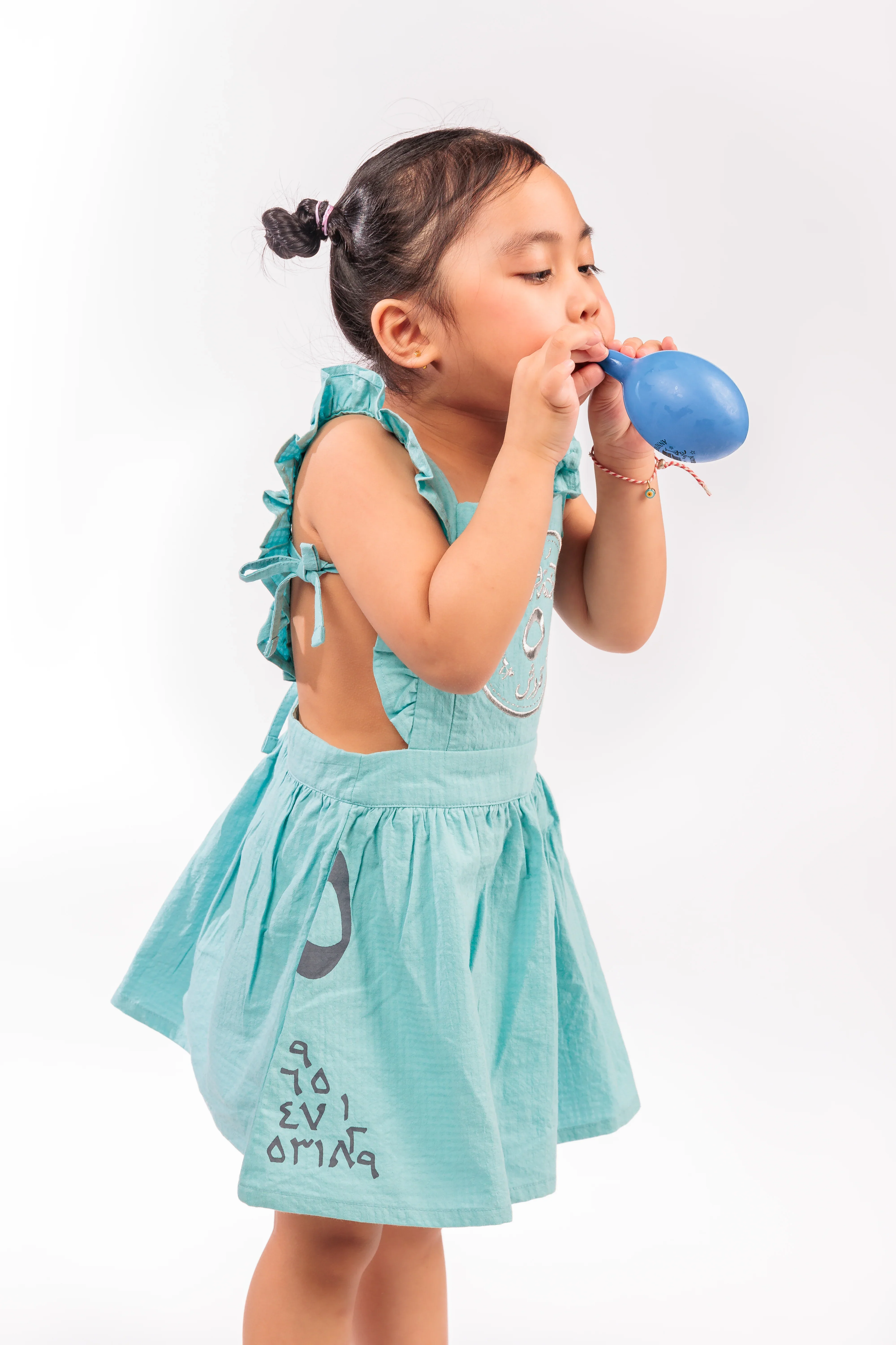 Big Girl Turquoise 5 Coins Dress - Image 6