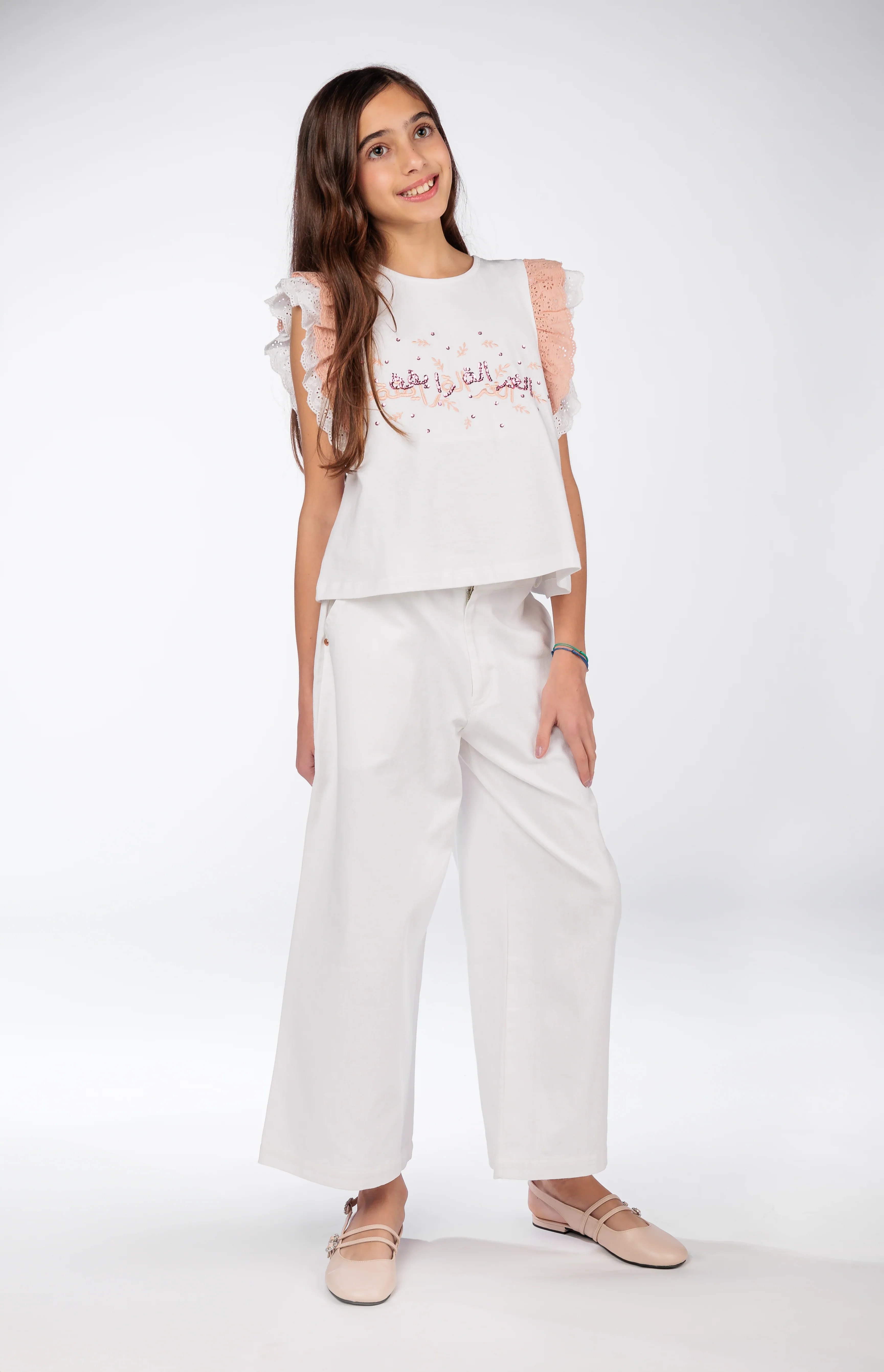 Big Girl White Top with Crochet Sleeves - Image 4