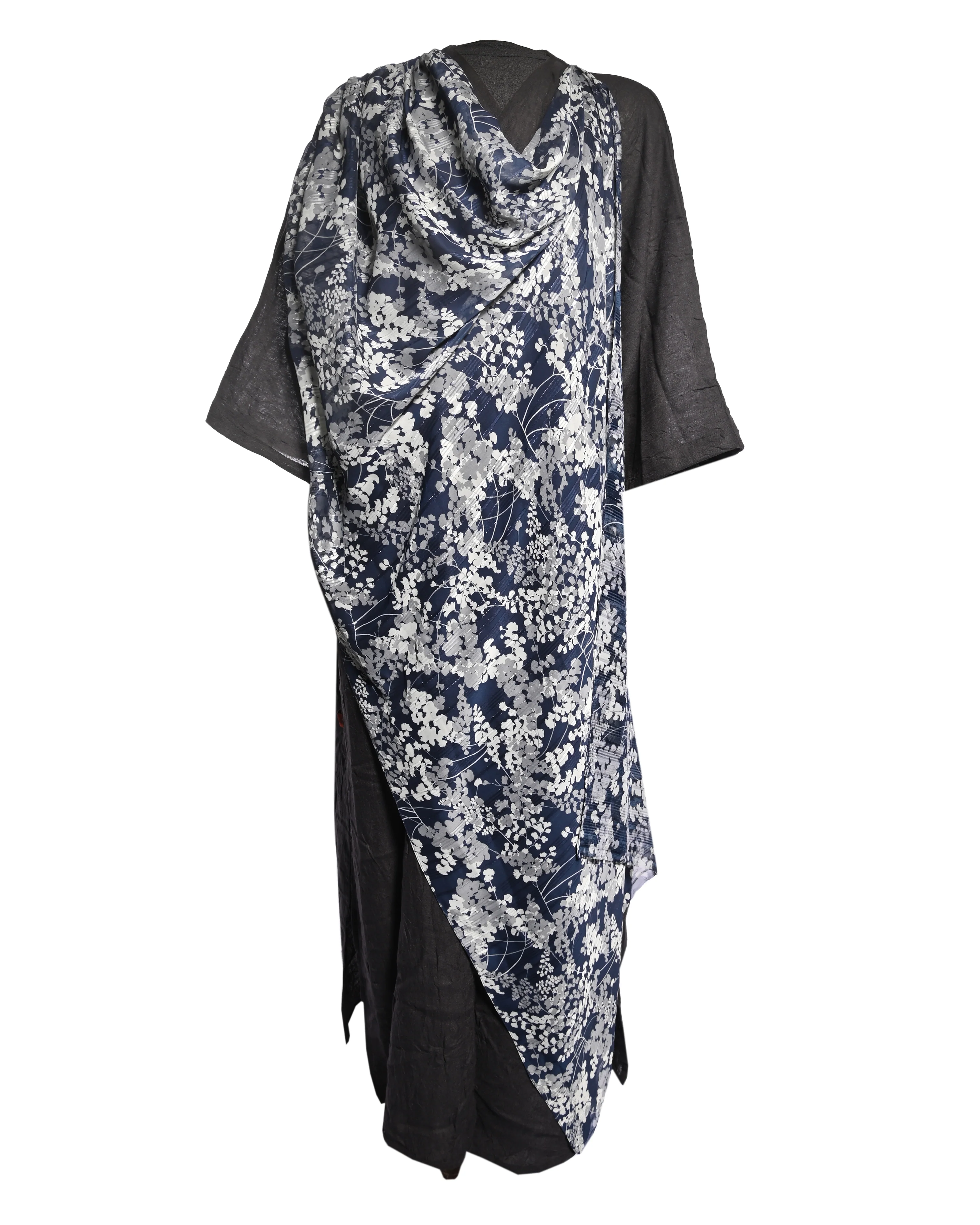 Black Abaya with Blue Shawl