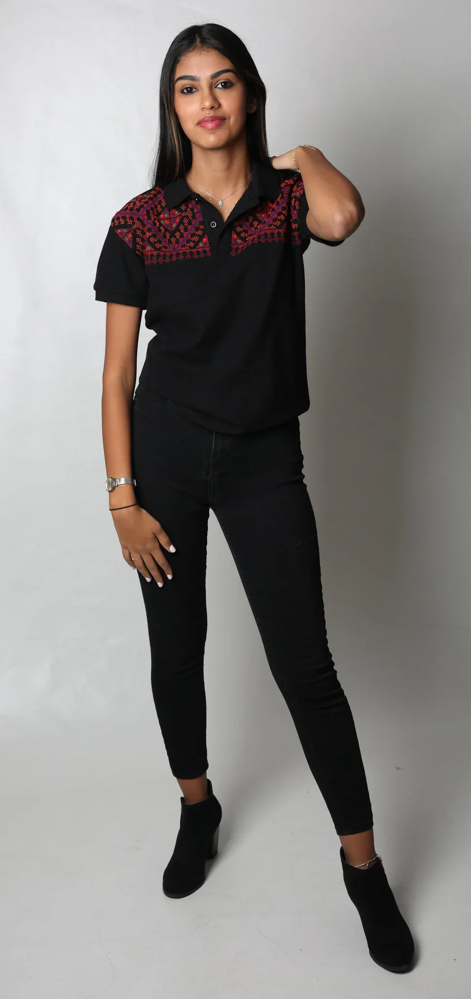 Black Amulets Embroidered Polo - Image 3