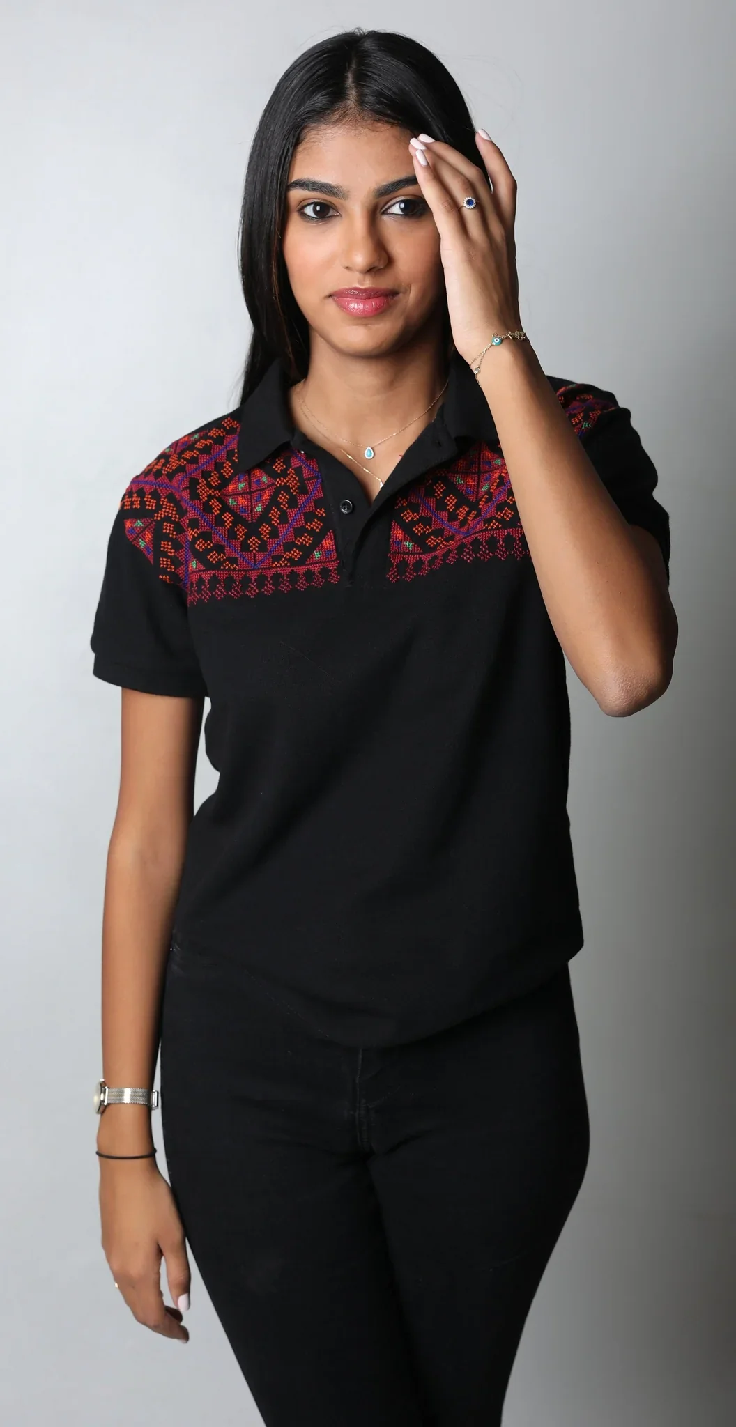 Black Amulets Embroidered Polo - Image 4