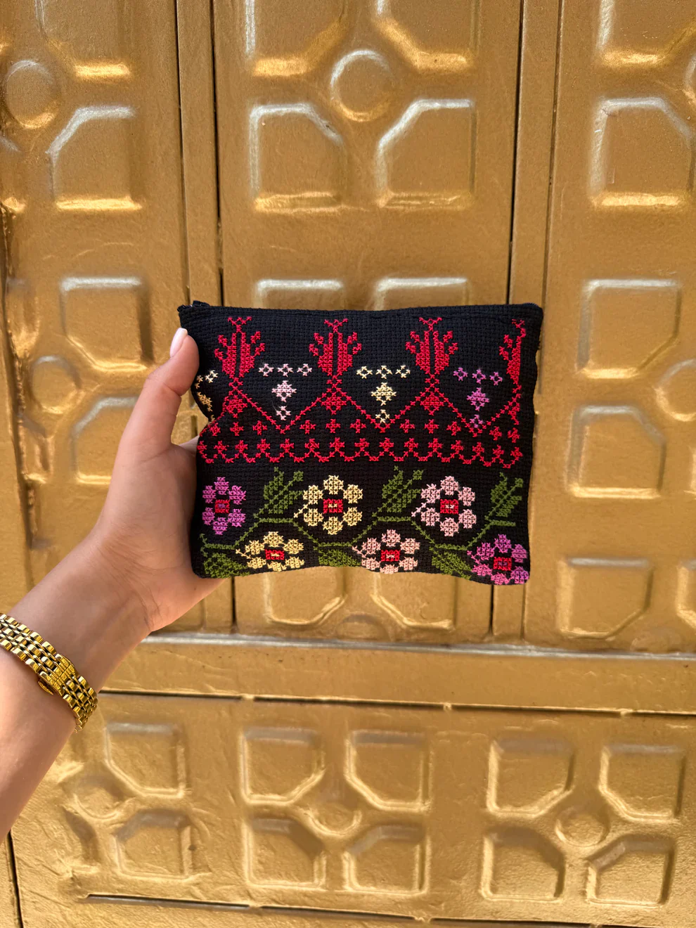 Black Embroidered Pouch - Image 2
