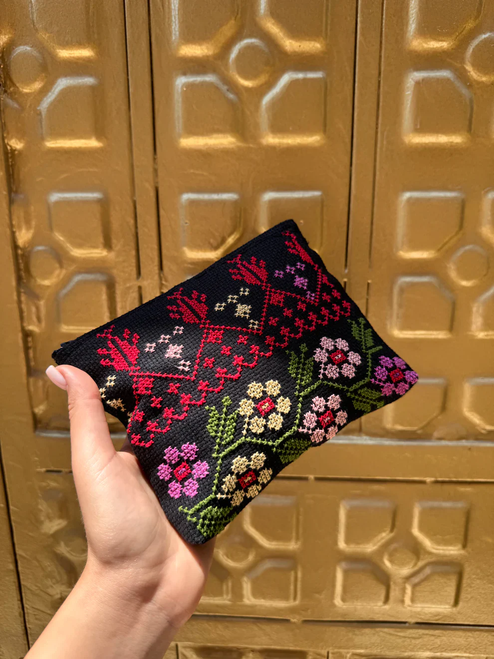 Black Embroidered Pouch - Image 3