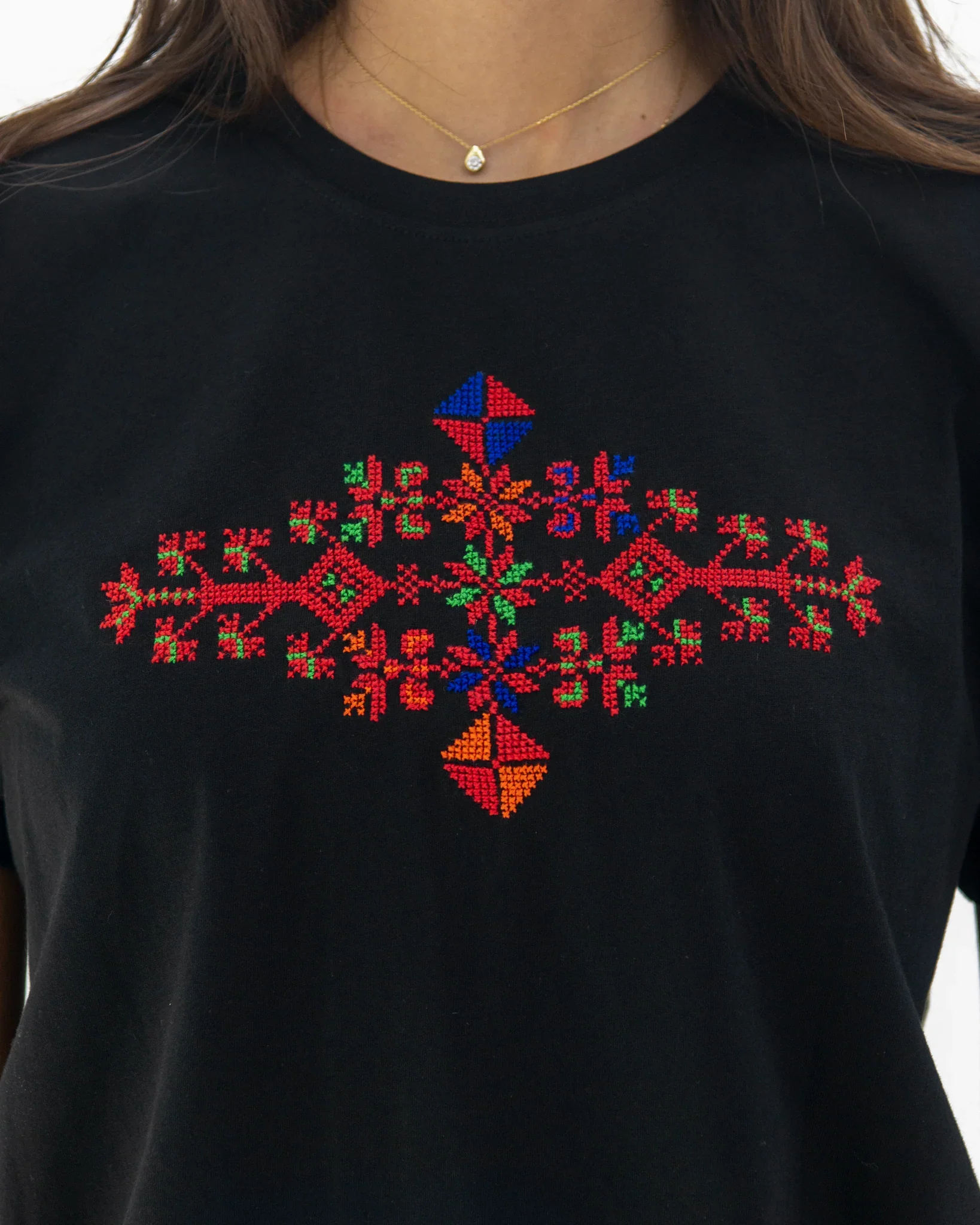 Black Jaffa Blossom Embroidered T-Shirt - Image 2