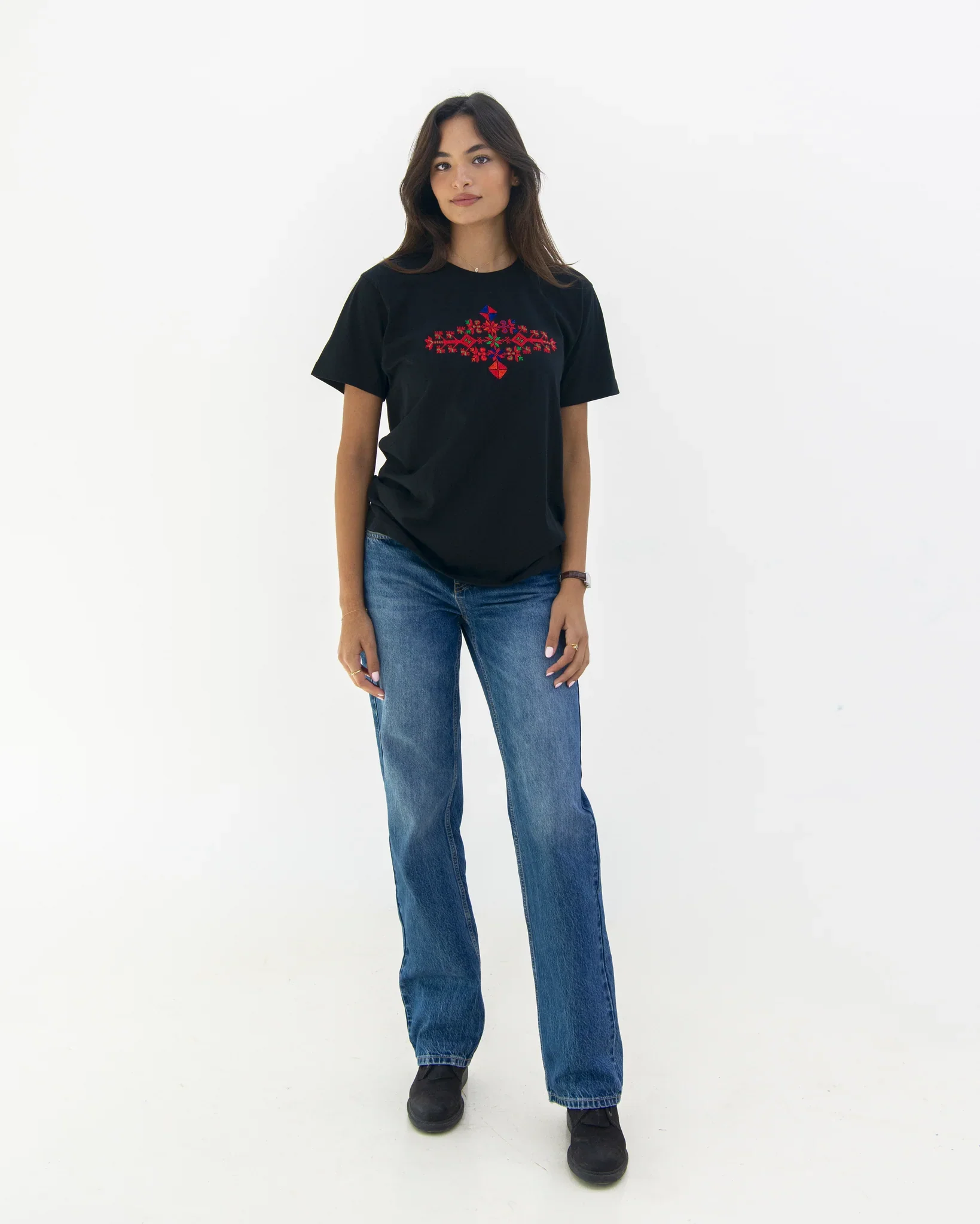 Black Jaffa Blossom Embroidered T-Shirt - Image 3