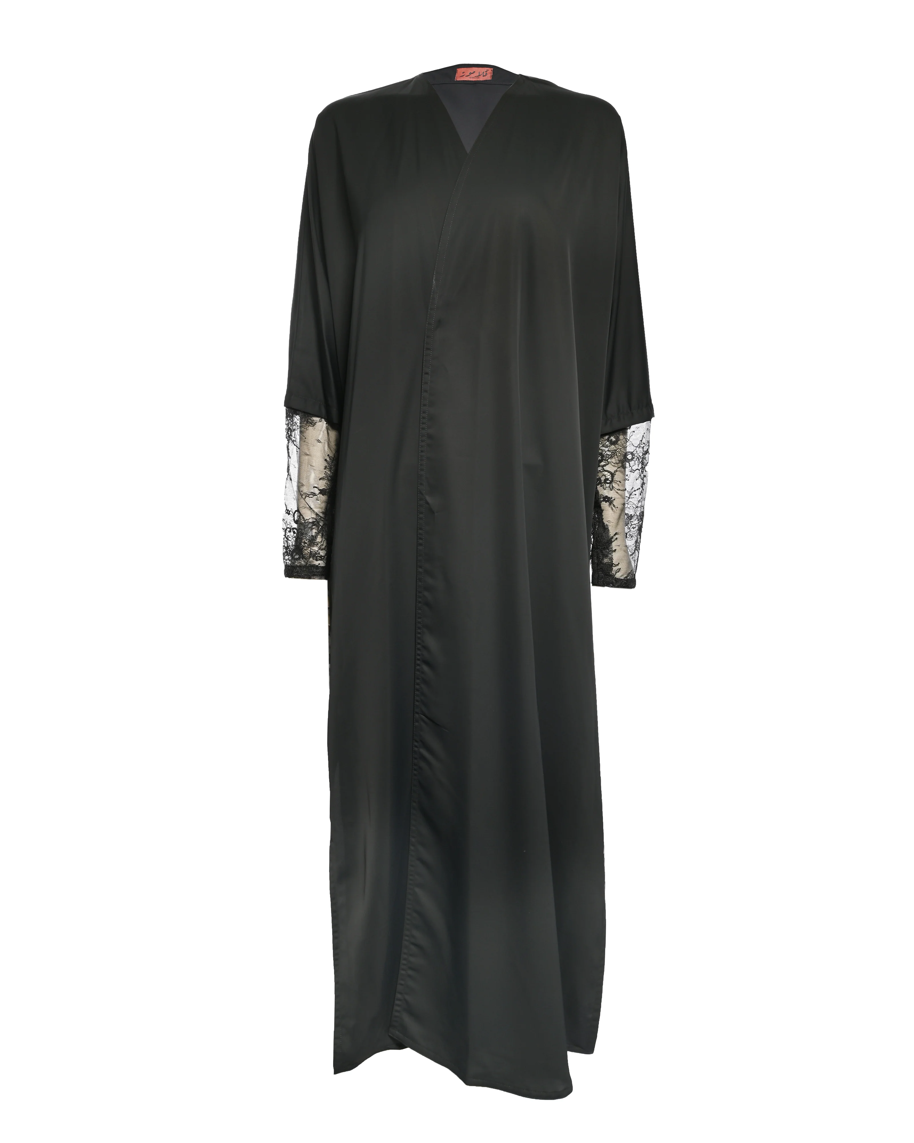 Black Silk Printed Abaya
