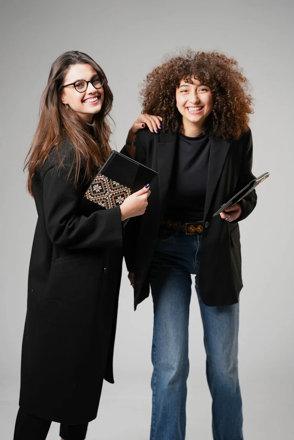 Black Leather Embroidered Clutch - Image 2