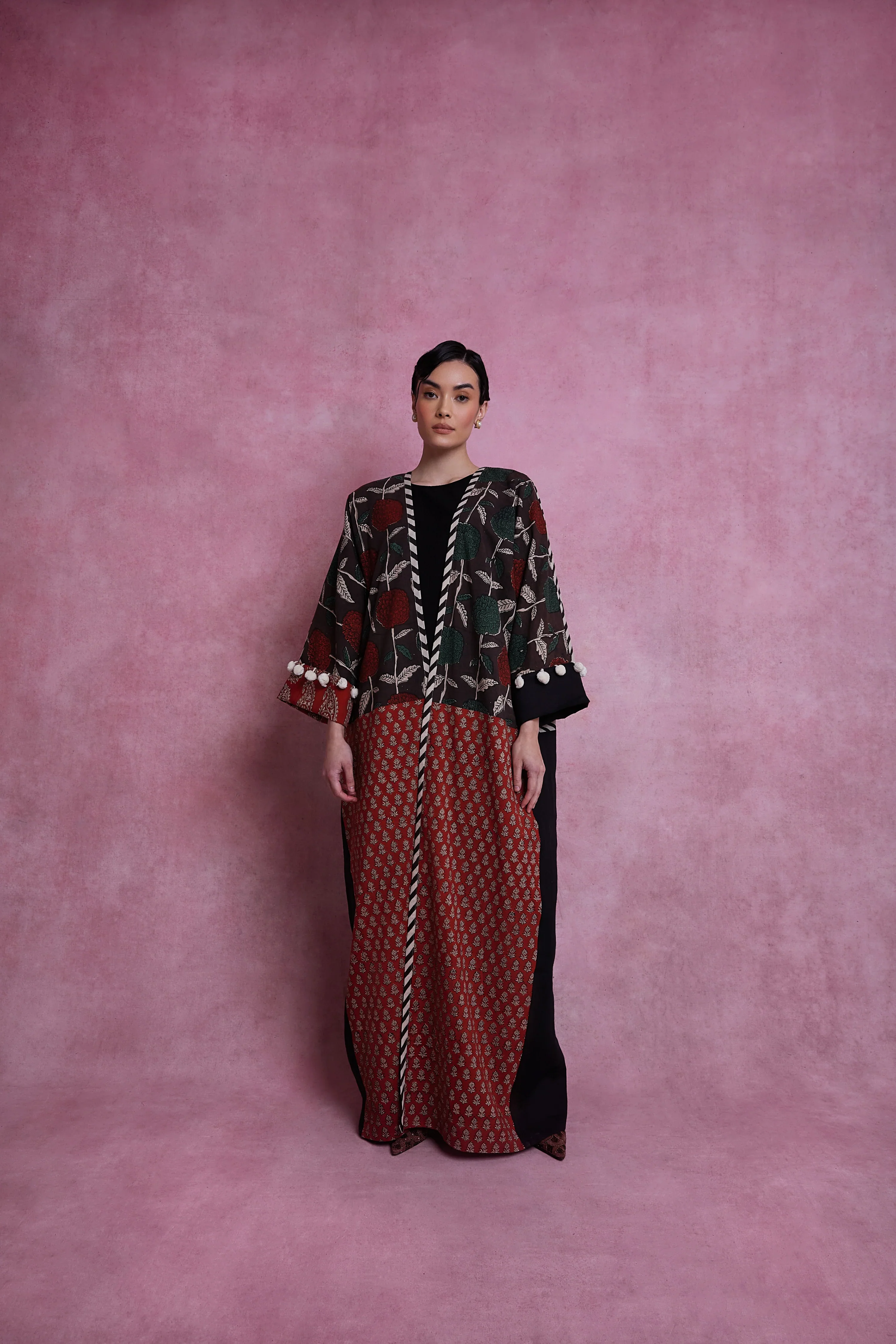 Black & Red Iman Abaya