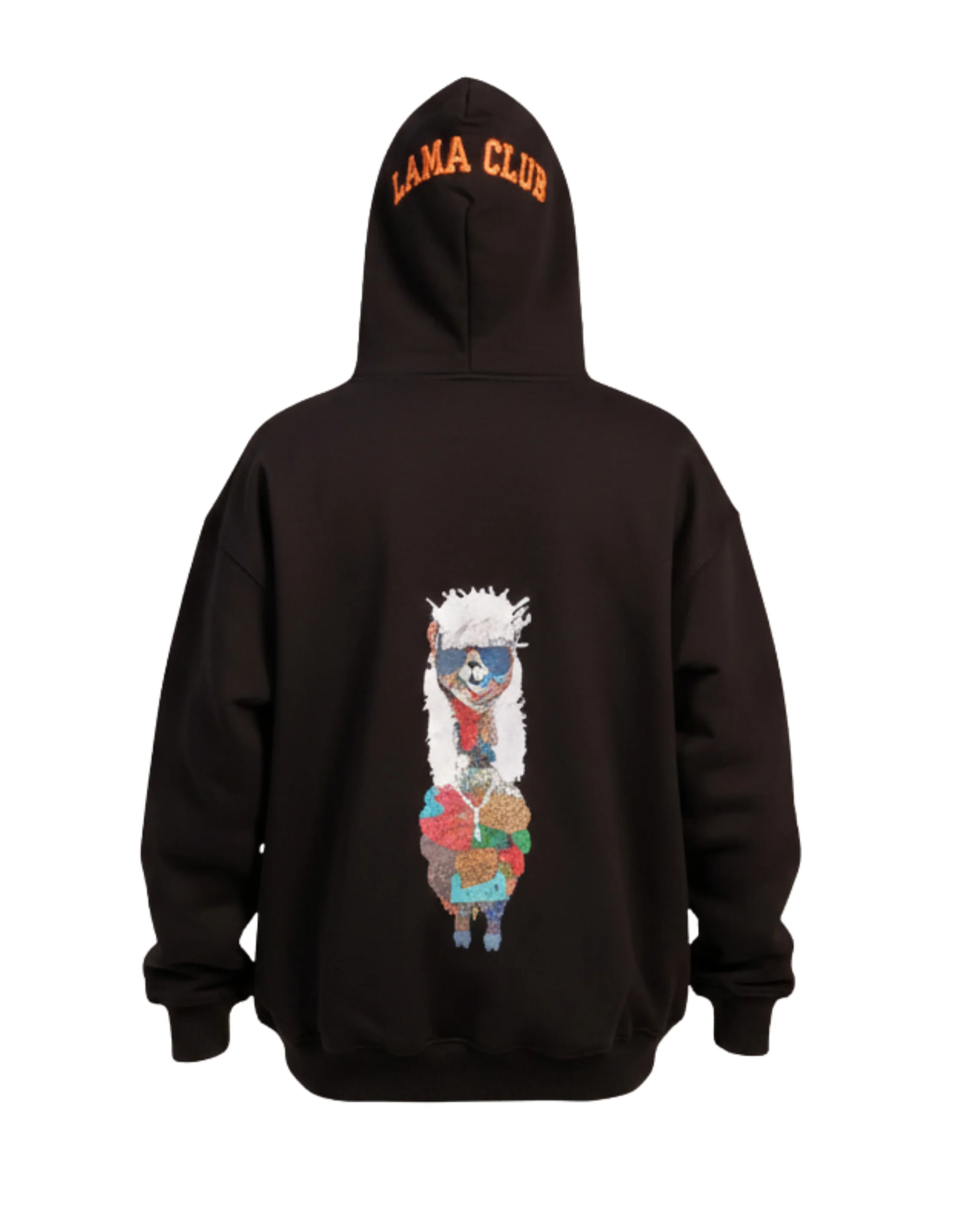 Black Unisex Llama Club Hoodie - Image 2