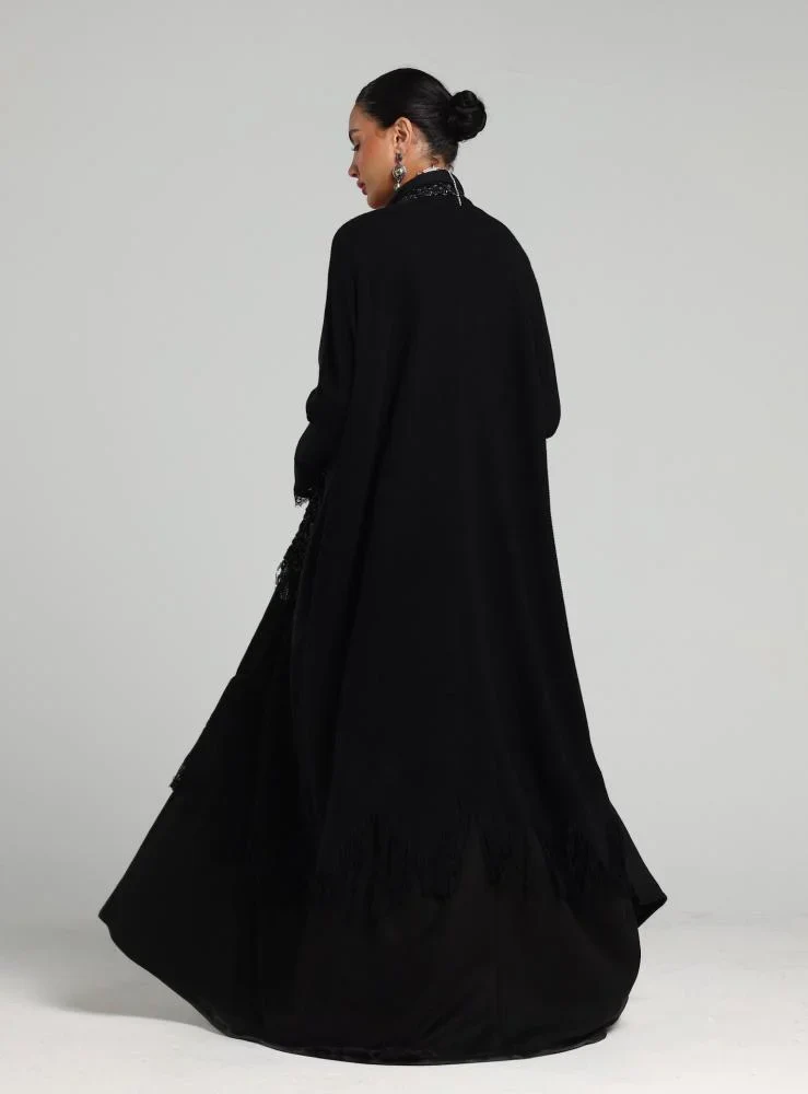 Black Wool Signature Abaya - Image 3