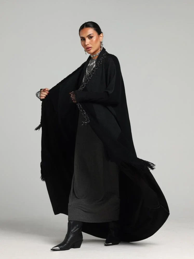 Black Wool Signature Abaya - Image 6