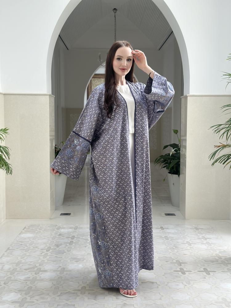 Blue Cotton Abaya - Image 2