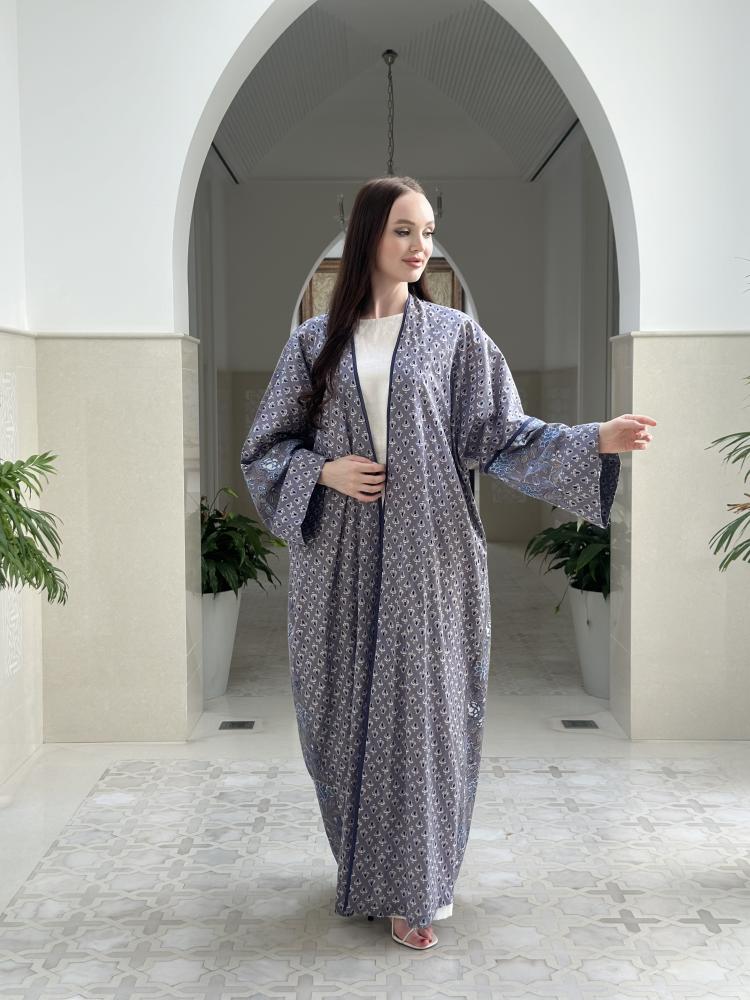 Blue Cotton Abaya - Image 3