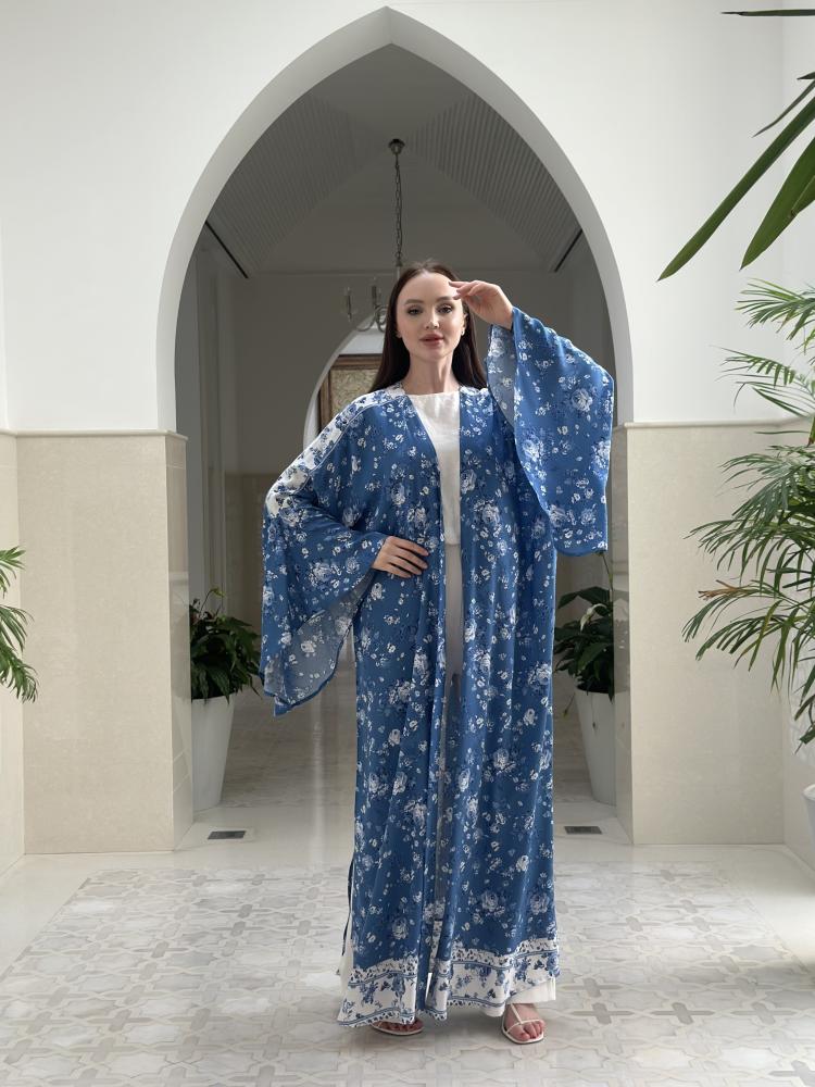 Blue Cotton Abaya - Image 2
