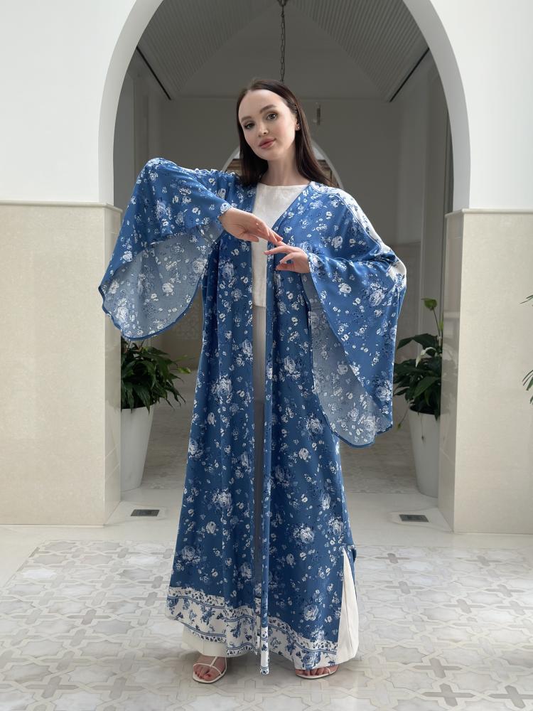 Blue Cotton Abaya - Image 3