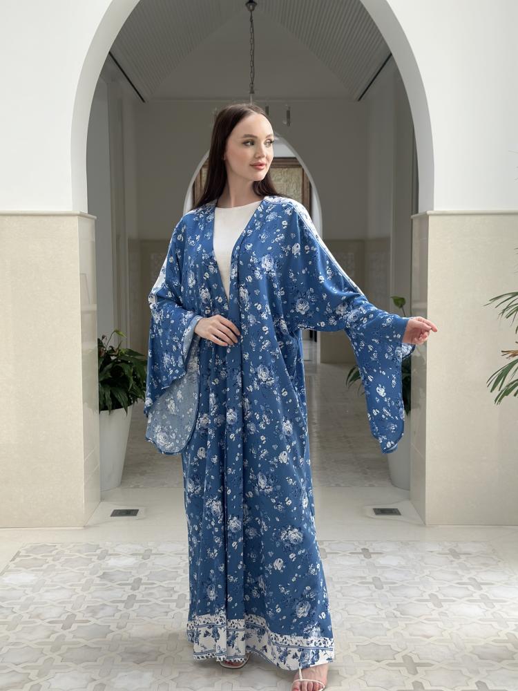 Blue Cotton Abaya - Image 4