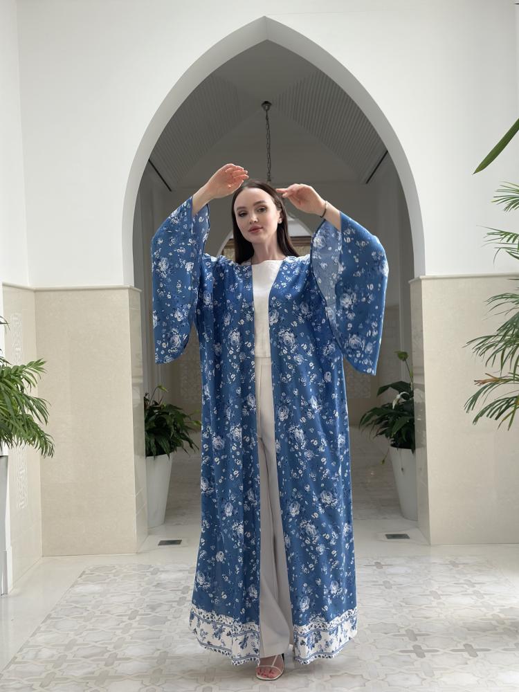 Blue Cotton Abaya - Image 6