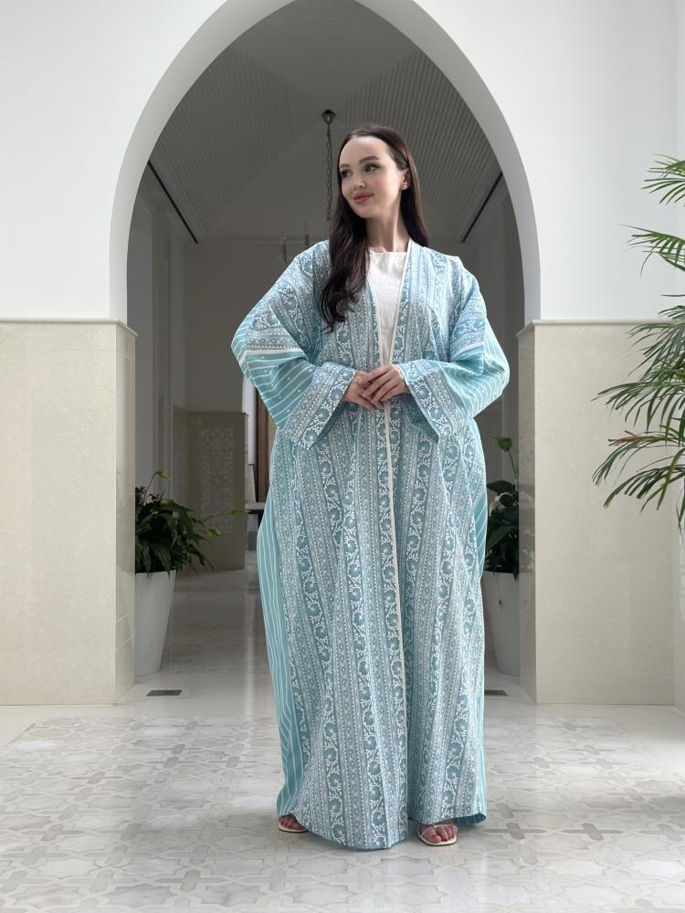 Blue Cotton Abaya - Image 2
