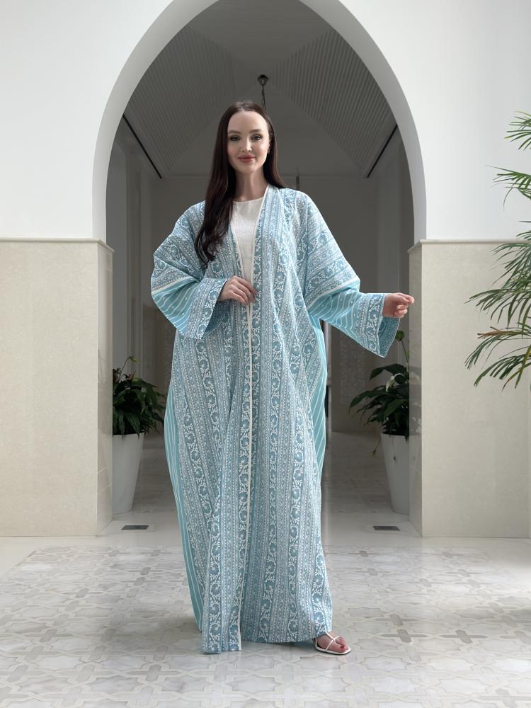 Blue Cotton Abaya - Image 3