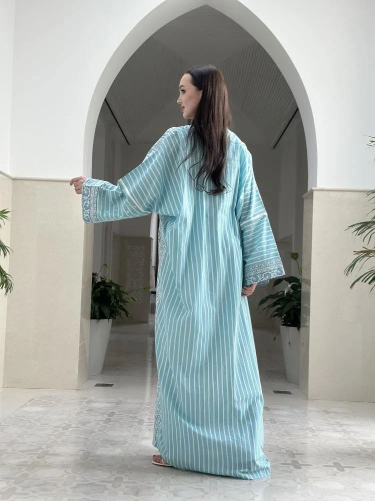 Blue Cotton Abaya - Image 4