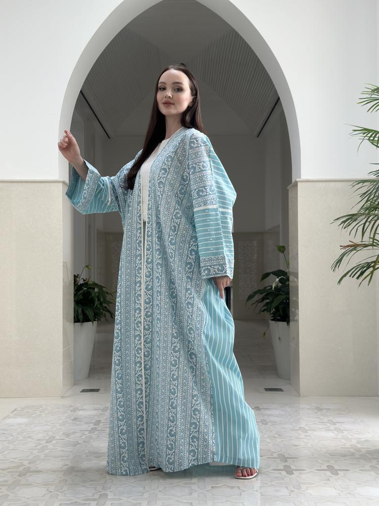 Blue Cotton Abaya - Image 5