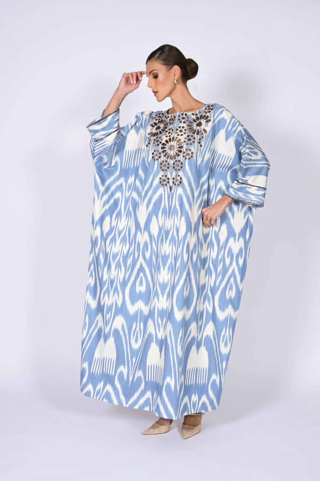 Blue Madawi Ikat Kaftan - Image 3
