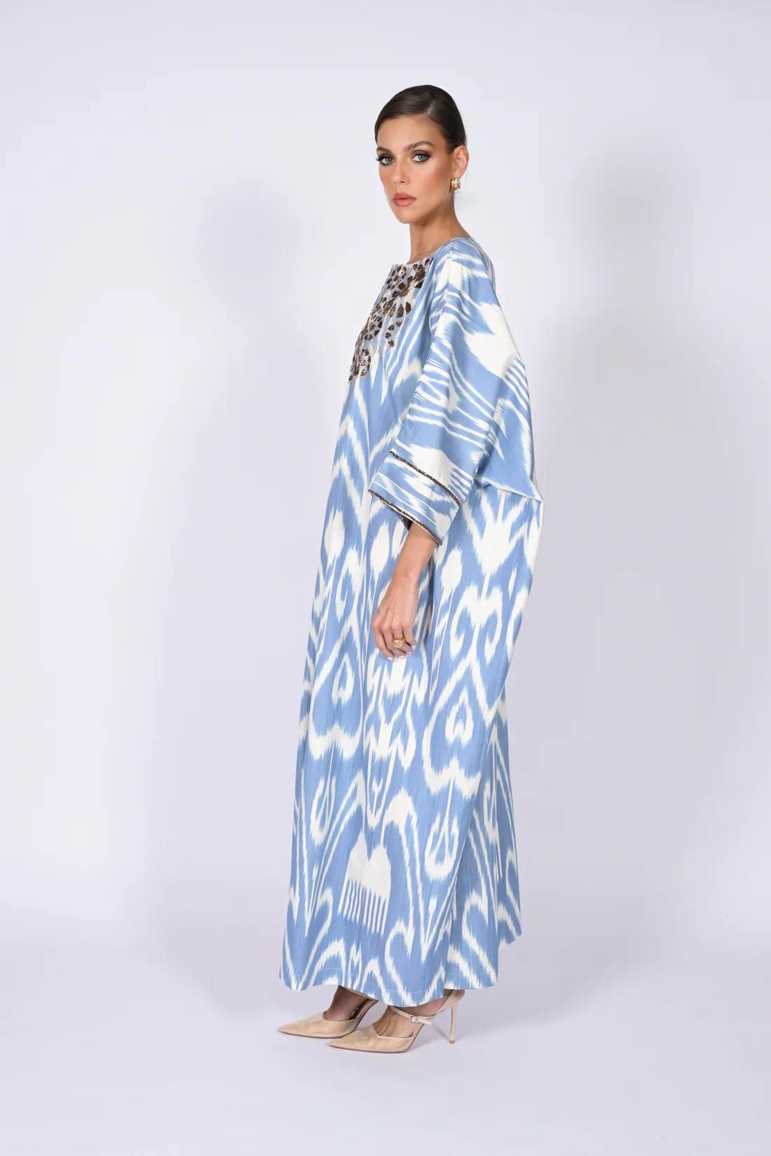 Blue Madawi Ikat Kaftan - Image 5