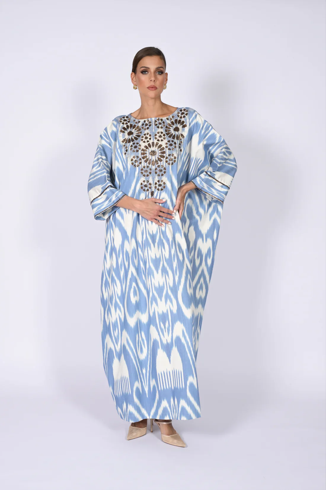 Blue Madawi Ikat Kaftan - Image 7