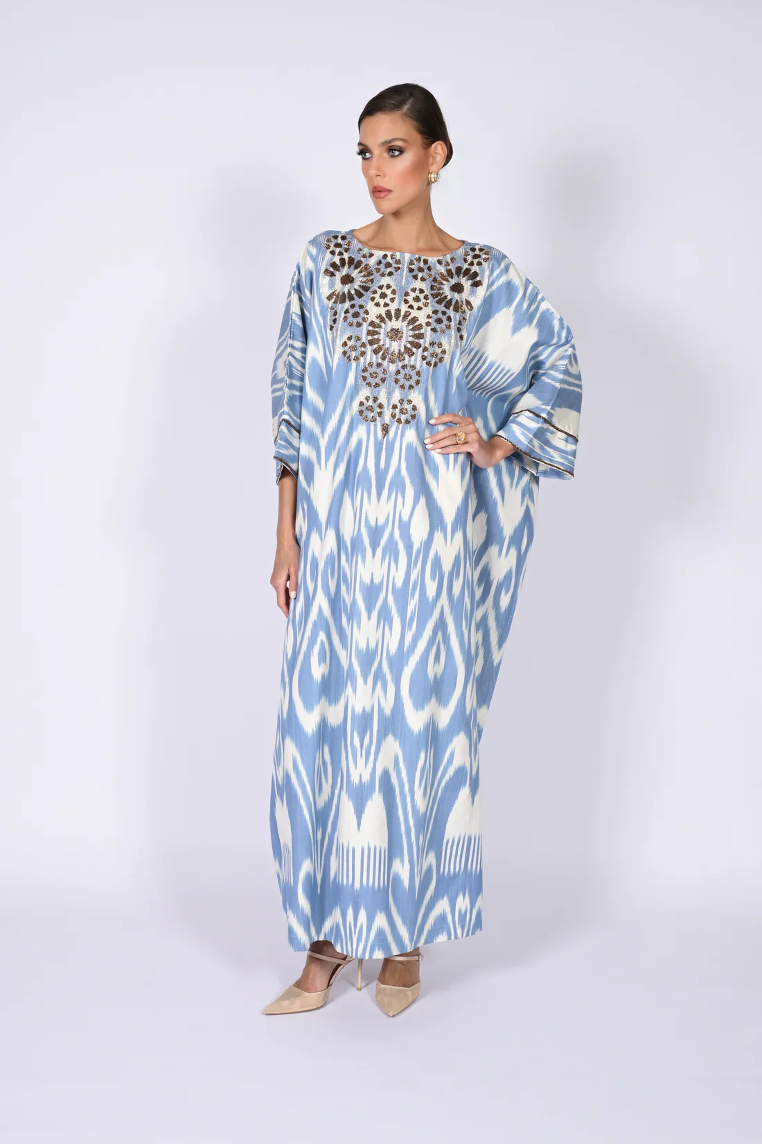 Blue Madawi Ikat Kaftan - Image 8