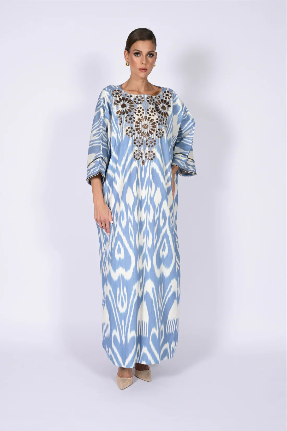 Blue Madawi Ikat Kaftan - Image 9