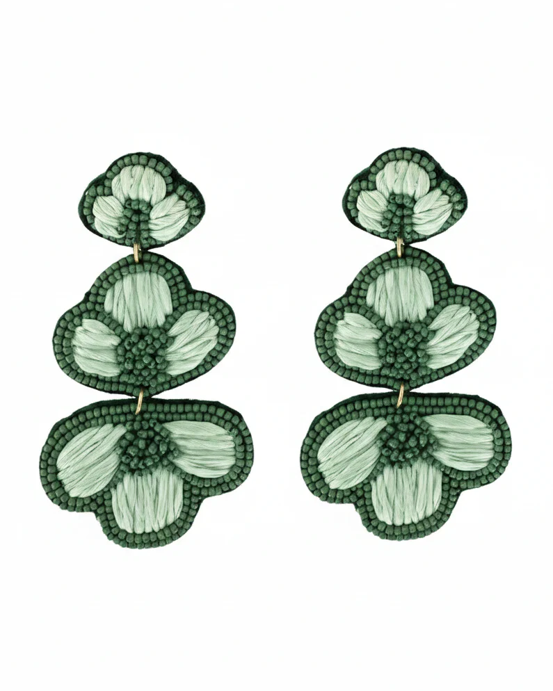 Green Orchid Drop Earrings