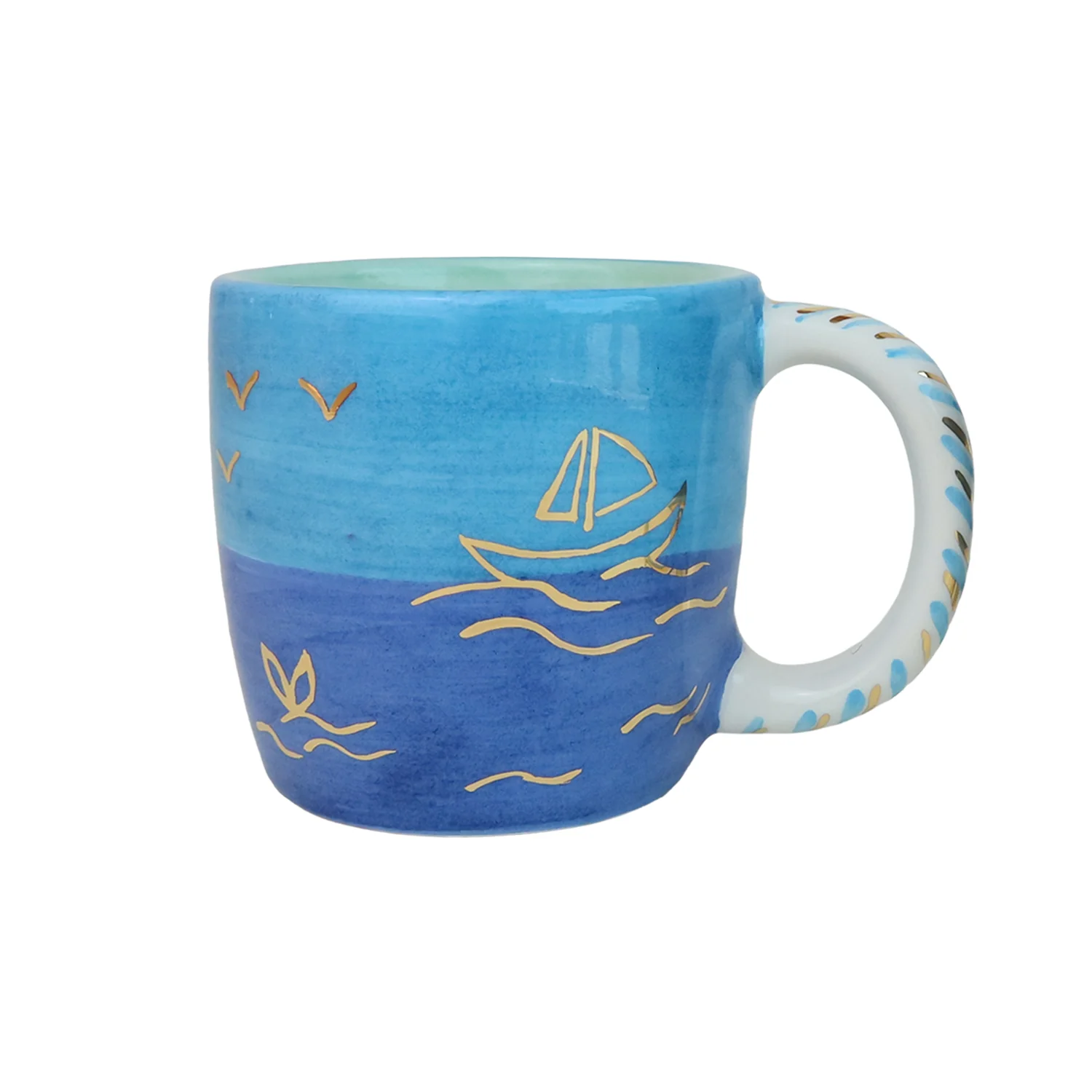 Blue Palm Tree Ceramic Mug - Image 2