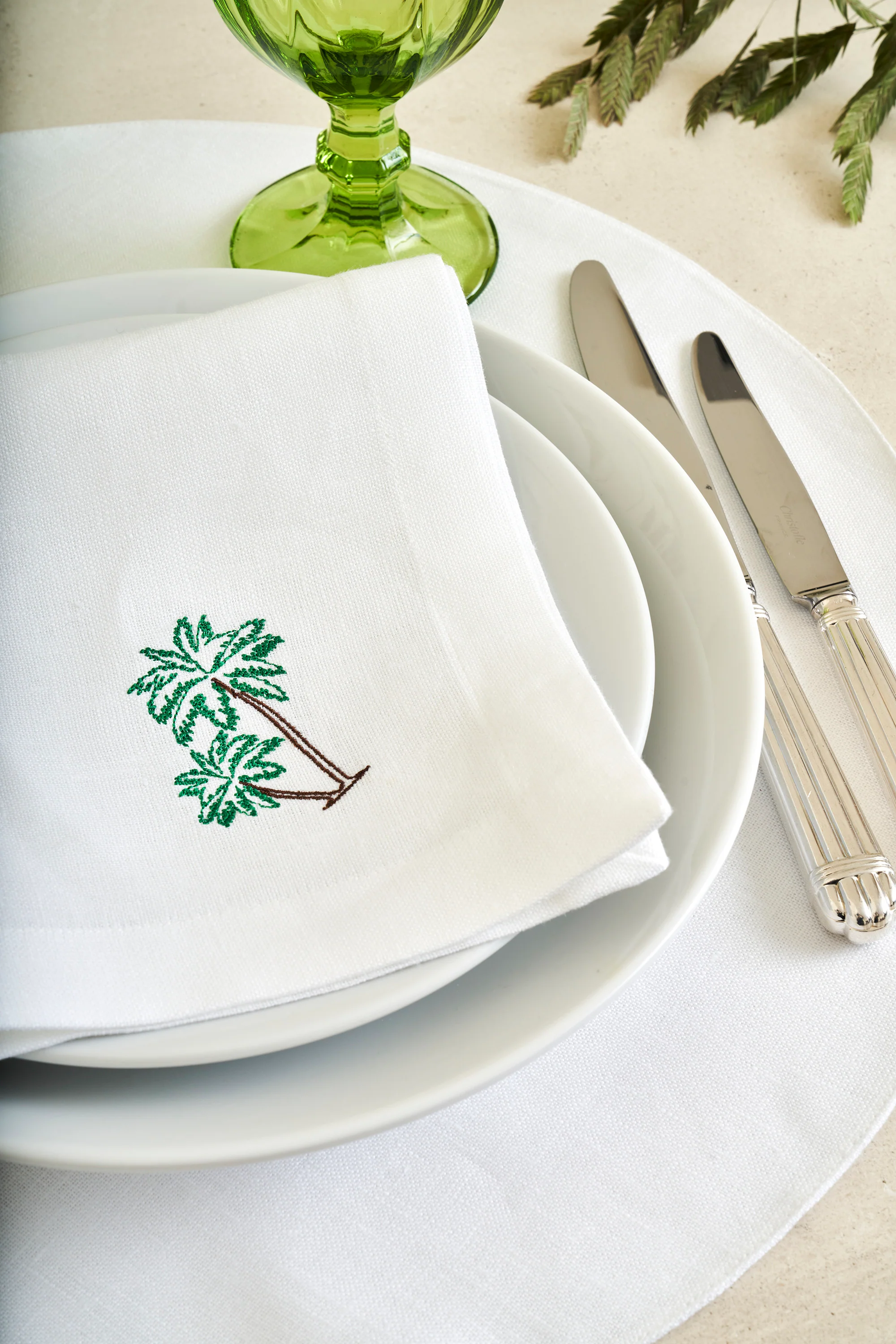 Botanical Embroidered Napkin Set - Image 3