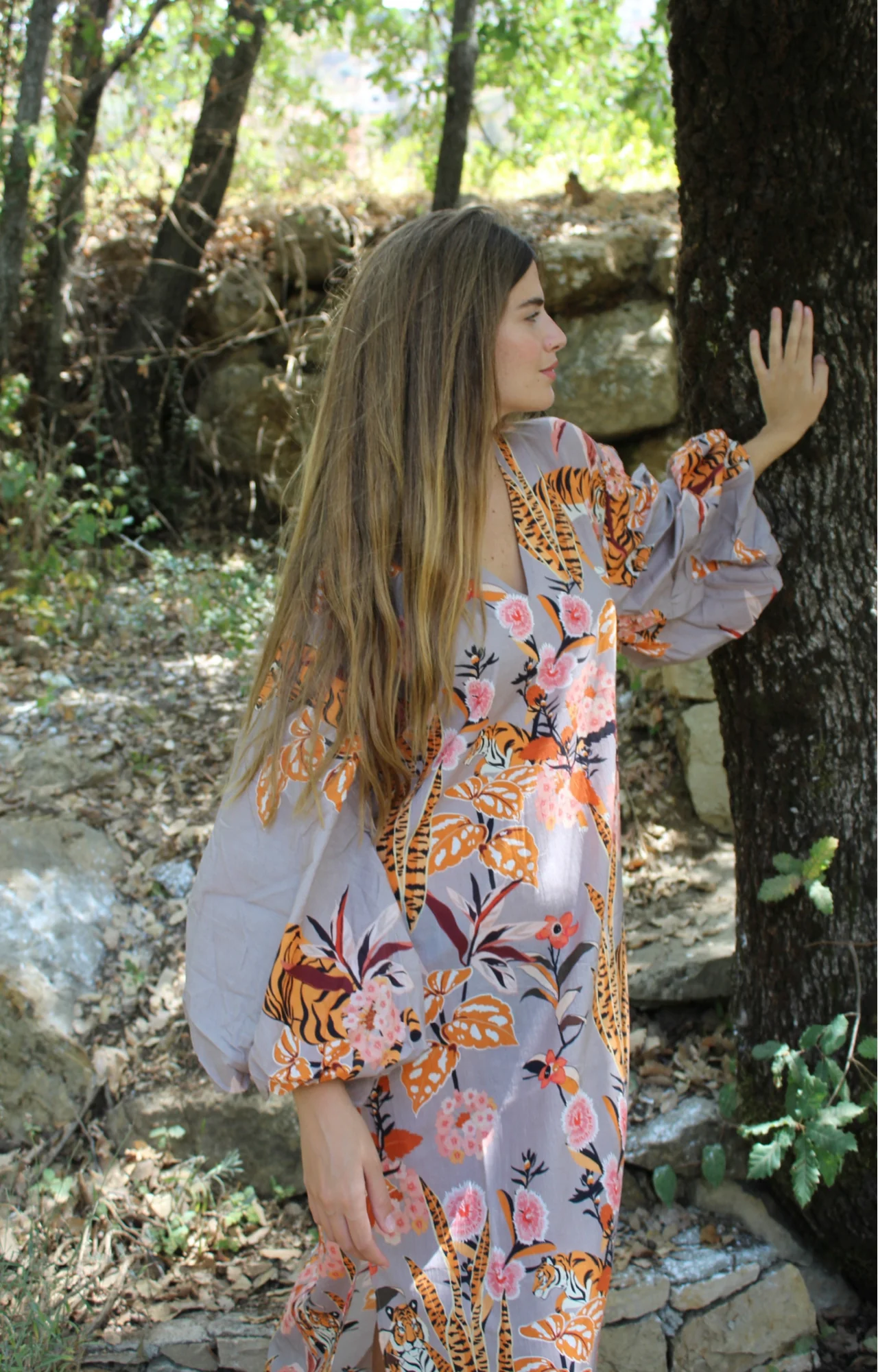 Safiya Grey Cotton Kaftan - Image 4