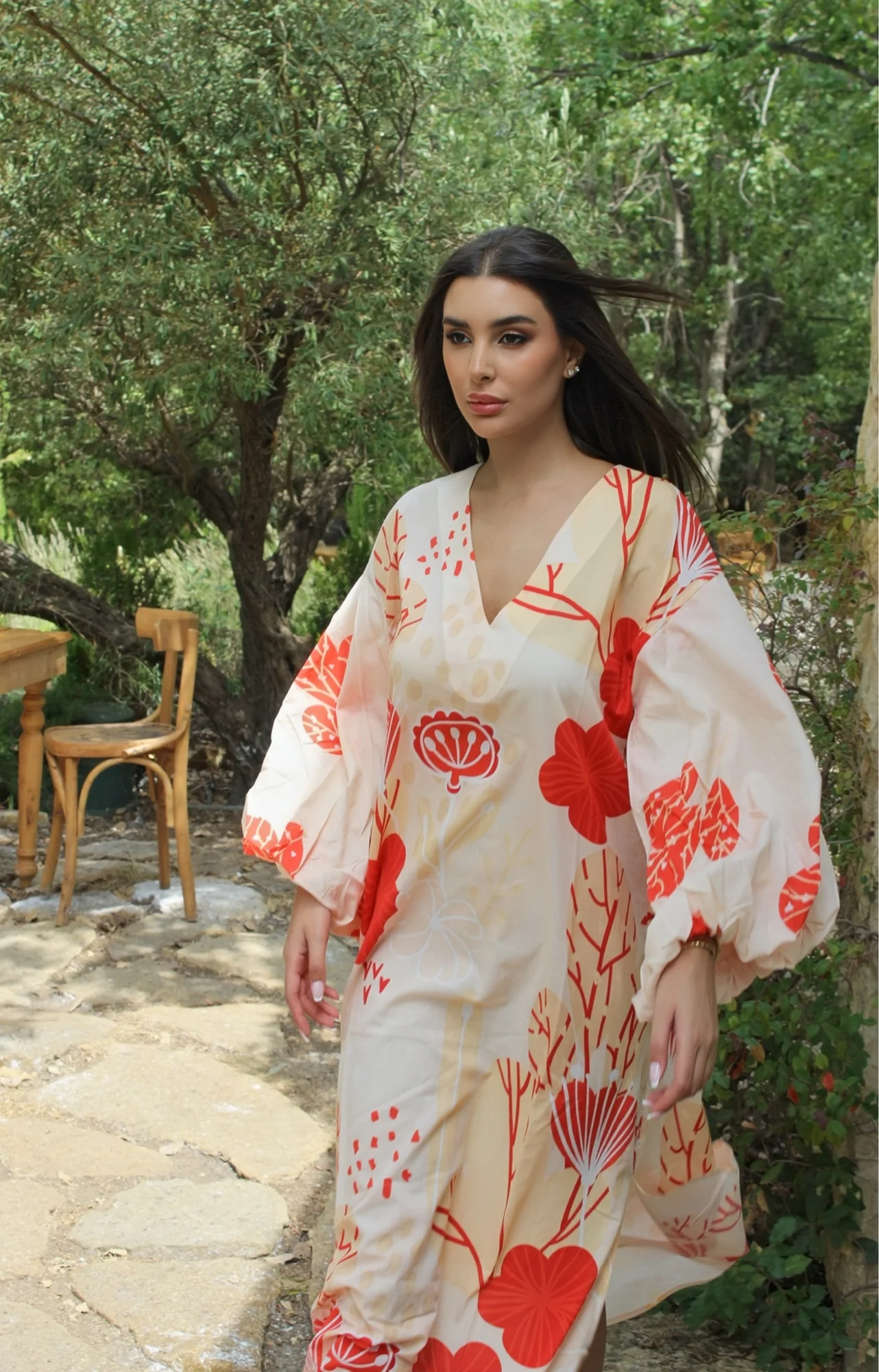 Safiya Off-White Cotton Kaftan - Image 3