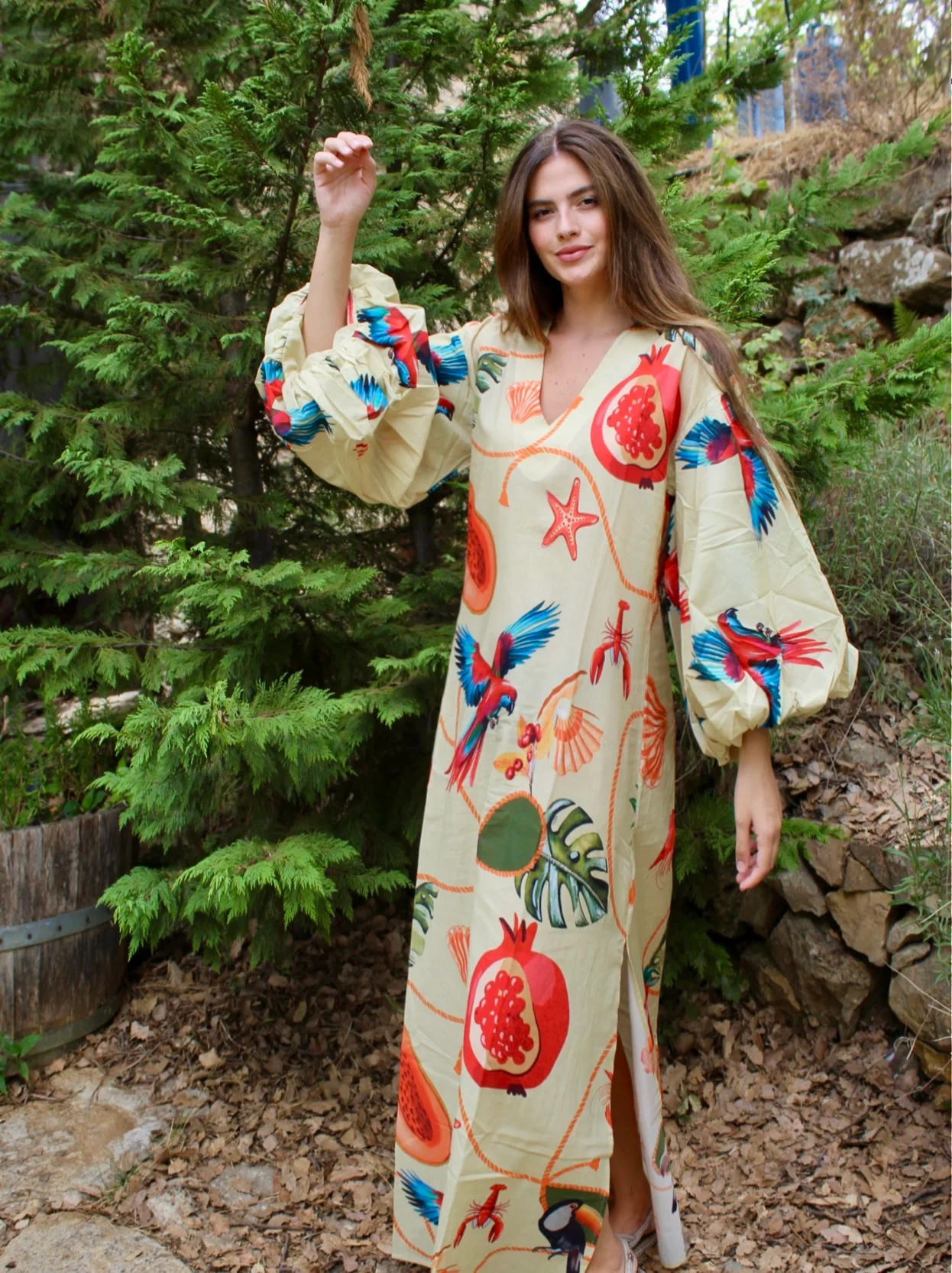 Safiya Light Yellow Cotton Kaftan