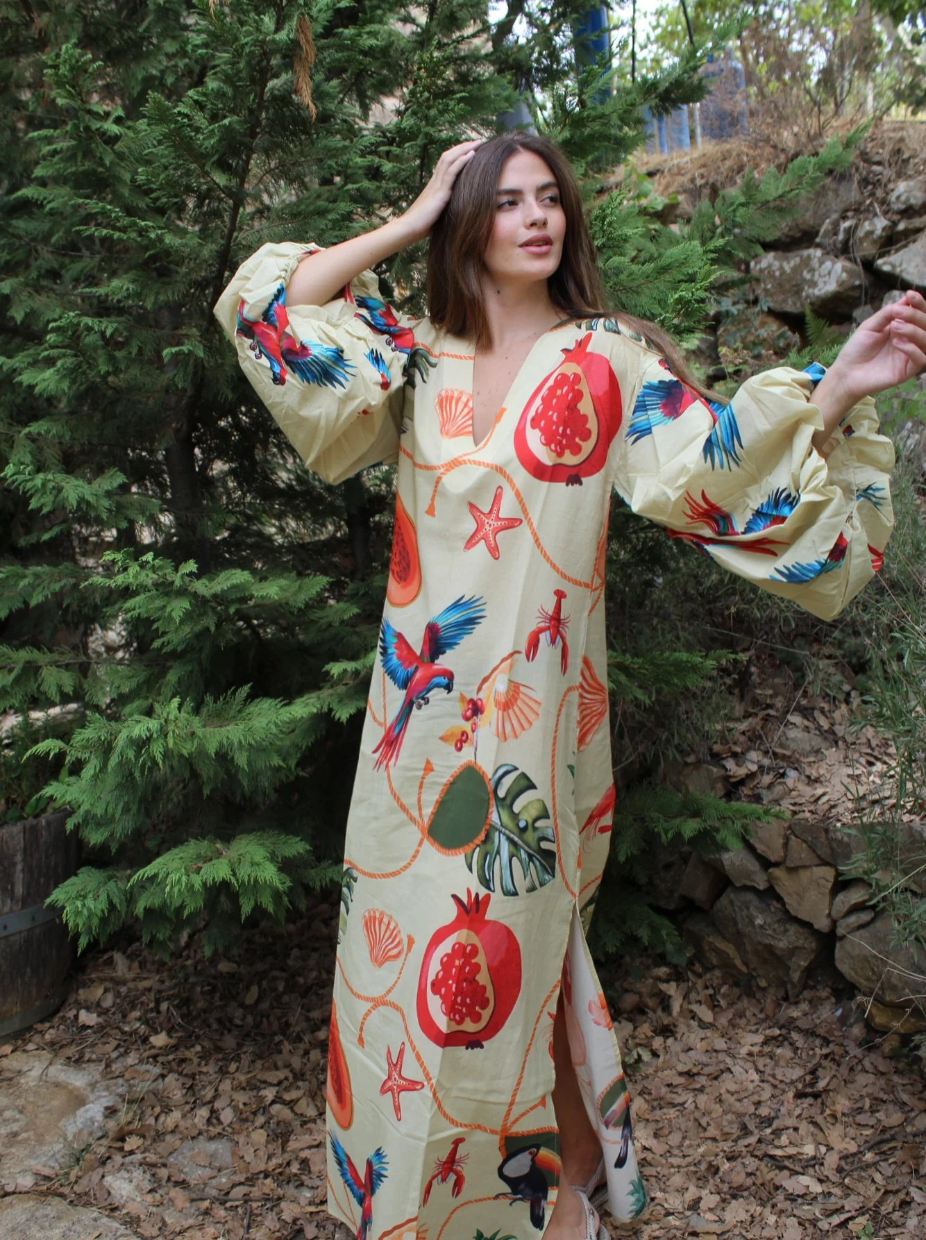 Safiya Light Yellow Cotton Kaftan - Image 2